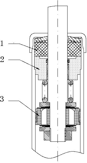 Large-stroke heavy-duty vehicle shock absorber piston rod double-guiding structure