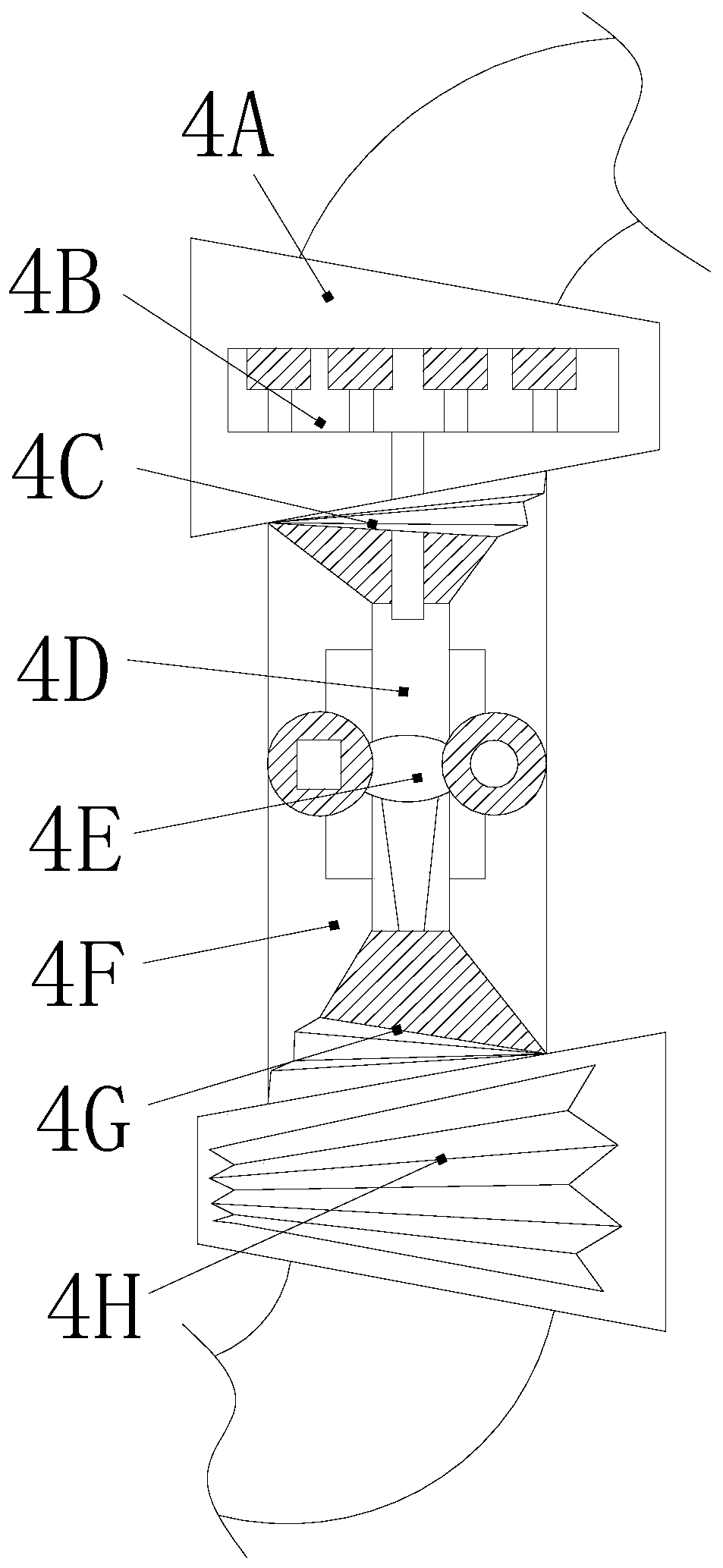 Novel cement kiln denitration and desulfurization catalytic system with double-disc paddle hourglass reversing function