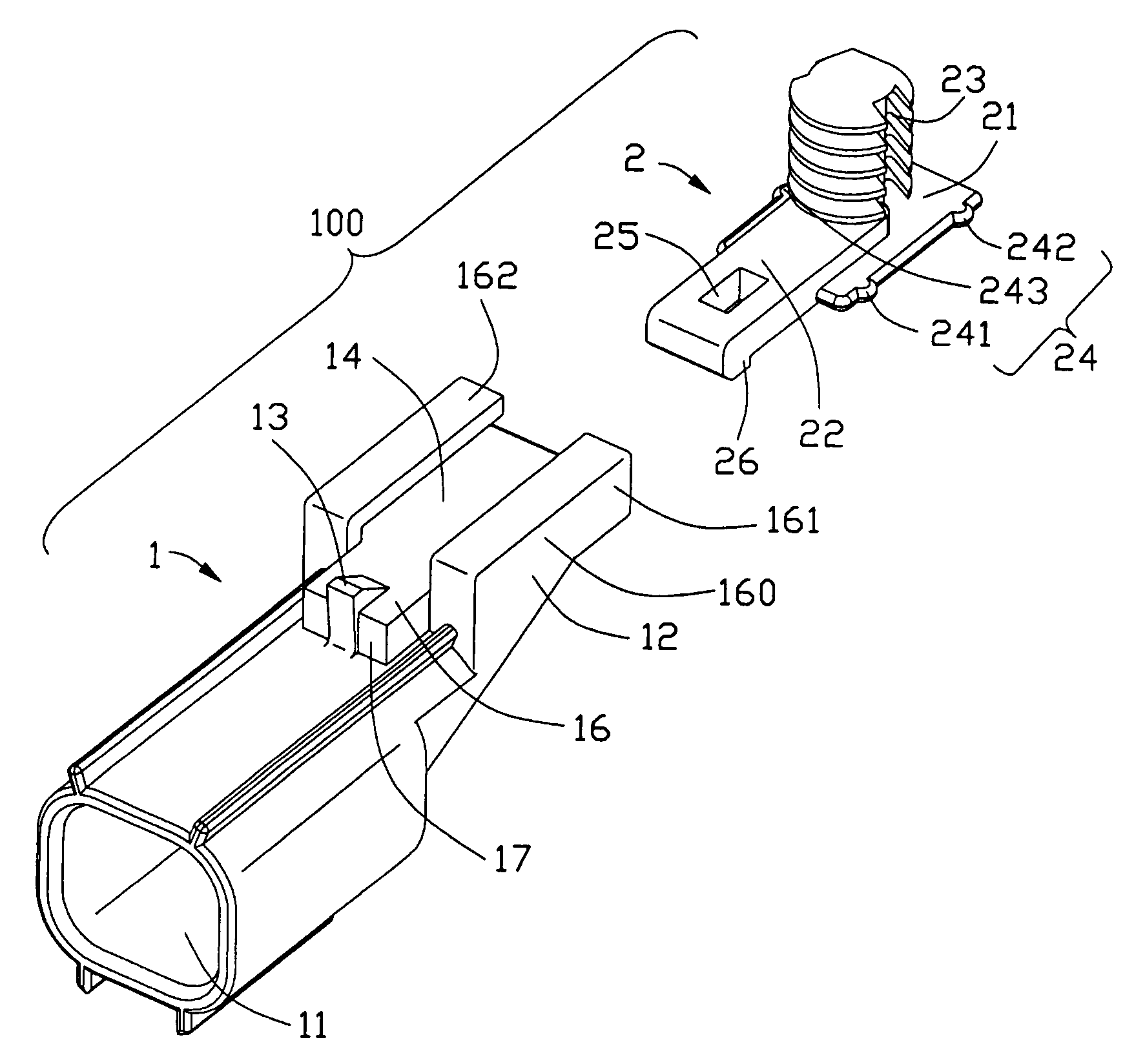 Electrical connector retaining mechanism having slide clip member