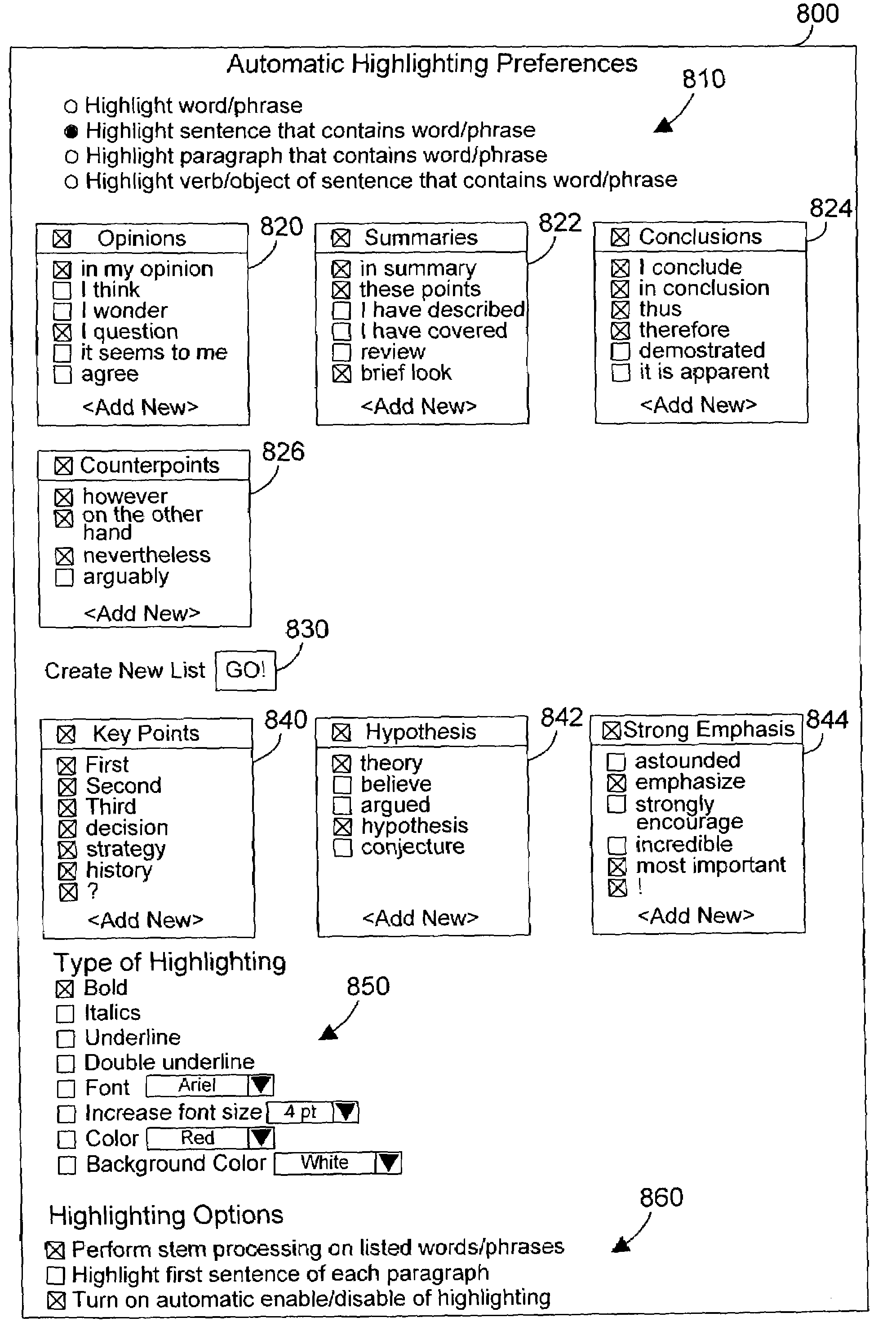 Apparatus and method for automatically highlighting text in an electronic document