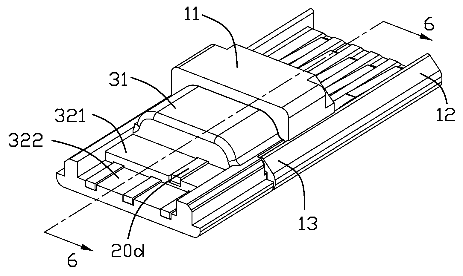 Electrical connector with two-piece configured housing