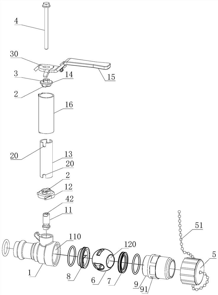 Flow control valve with three-way ball