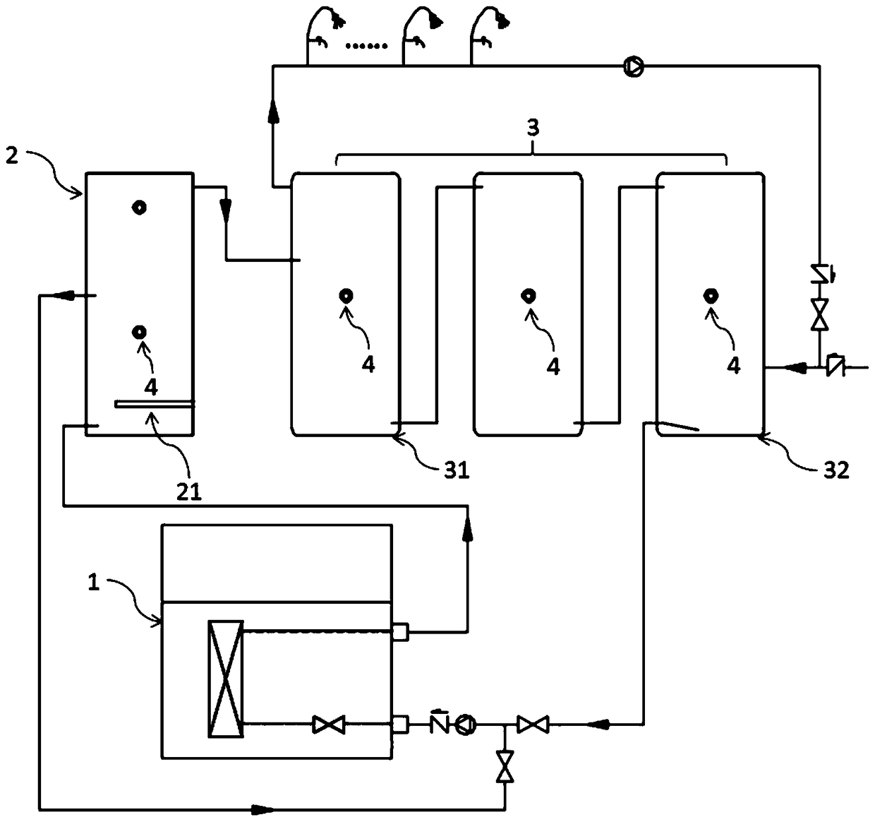 Hot water system and water heating method