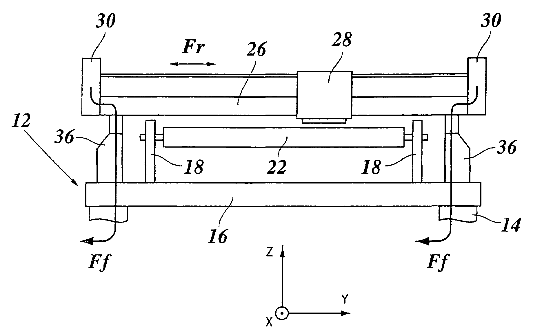 Printer with reciprocating carriage and a two-stage frame structure