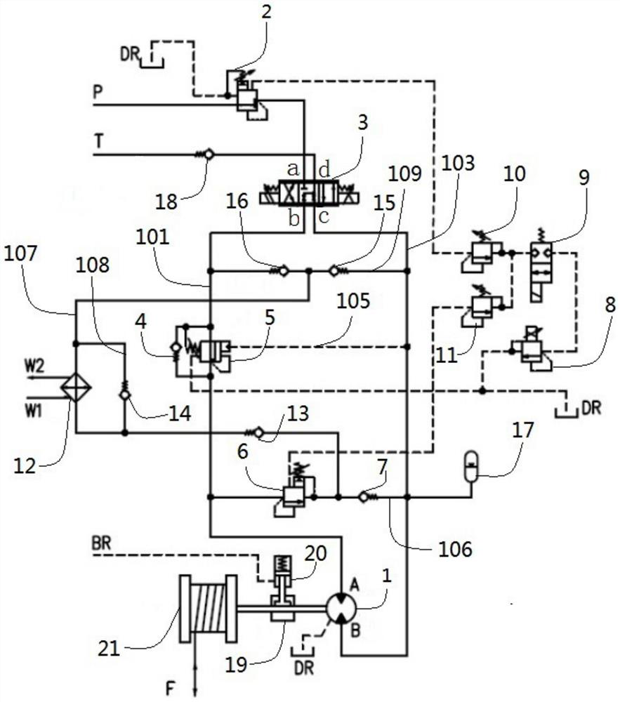 Constant-tension winch hydraulic system