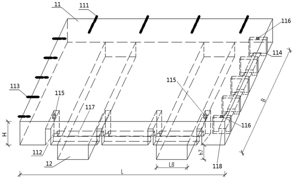 Fabricated concrete pavement provided with tenons and construction method