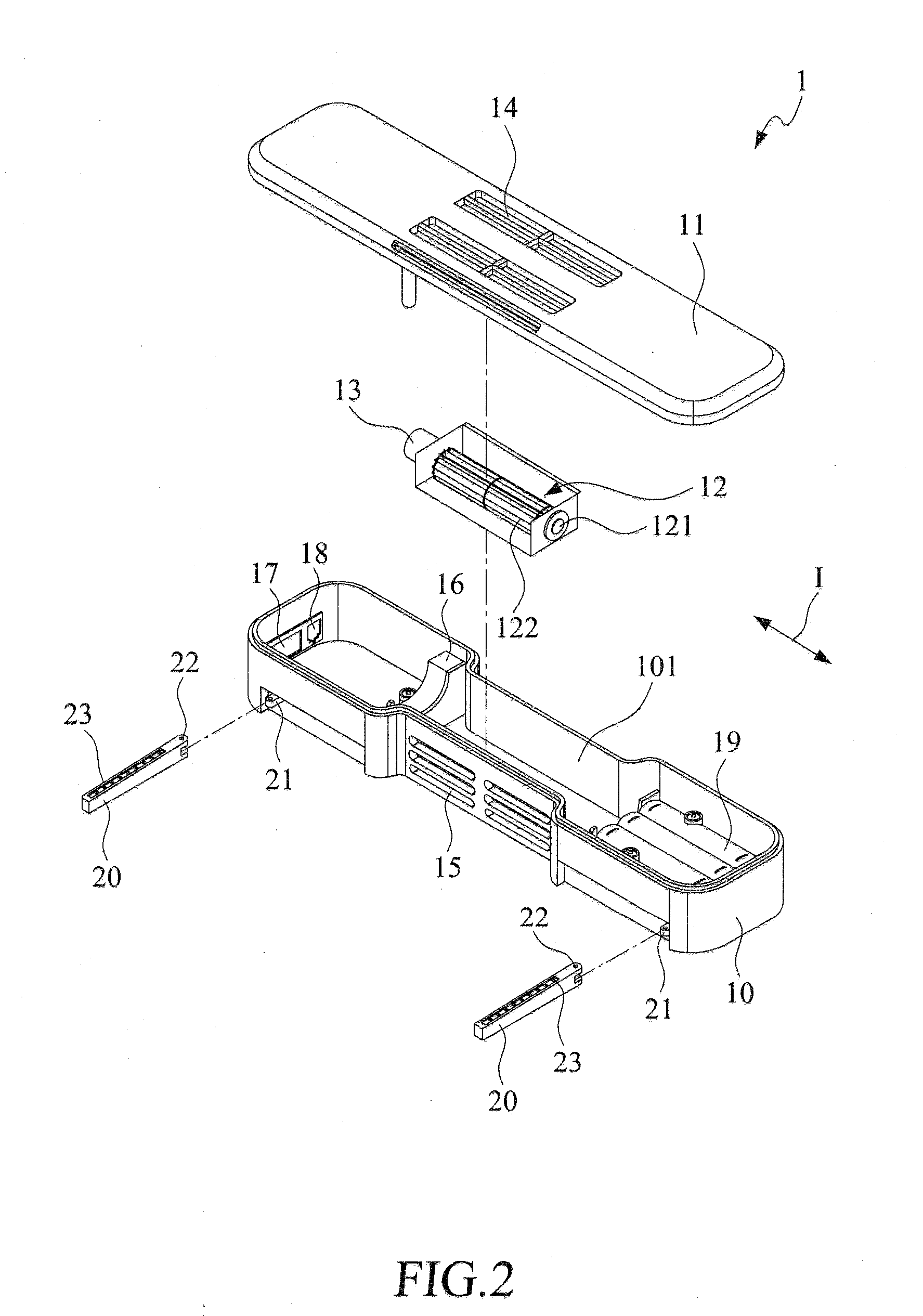 Portable heat dissipation device with cross flow fan