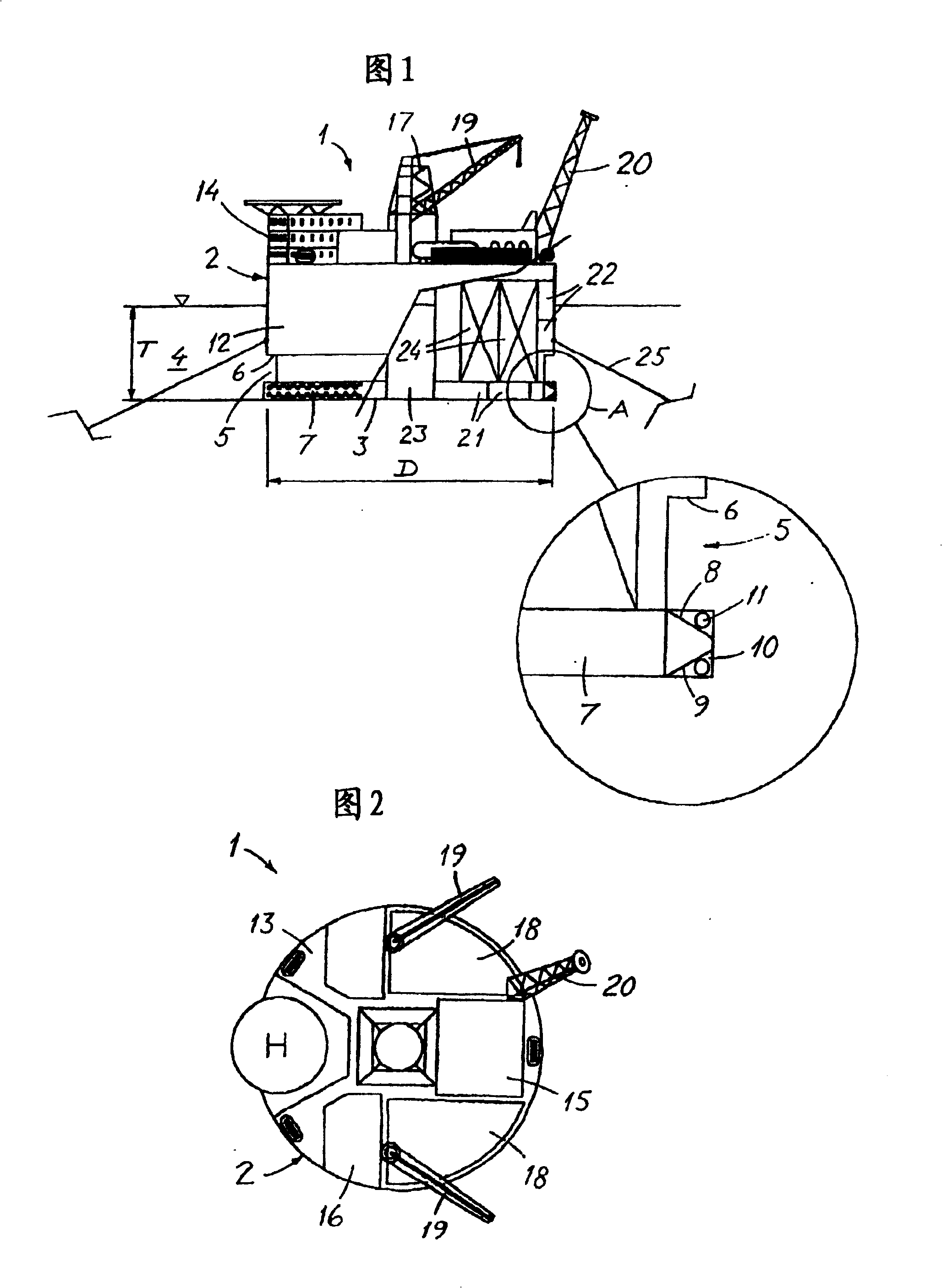 Offshore platform for after-drilling or production of hydrocarbons