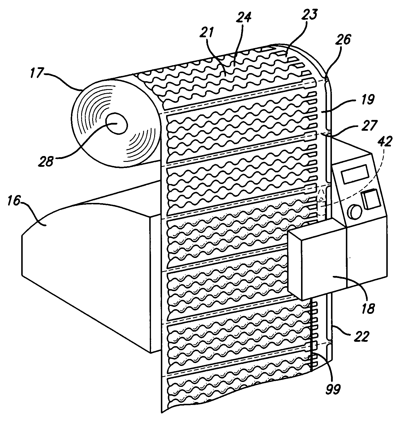 Machine for inflating and sealing air-filled cushioning materials