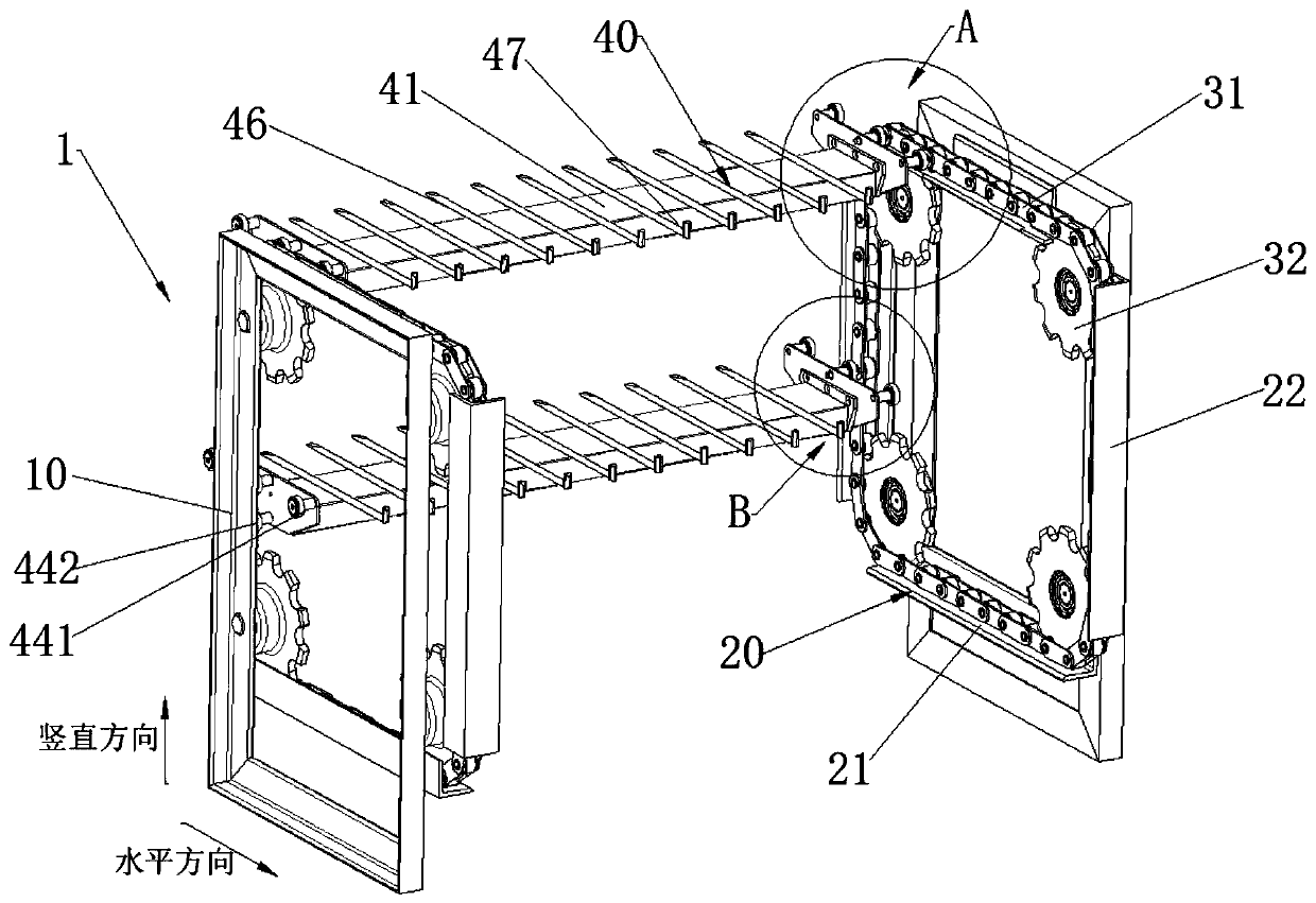 Turning motion structure and multi-layer food baking tunnel furnace