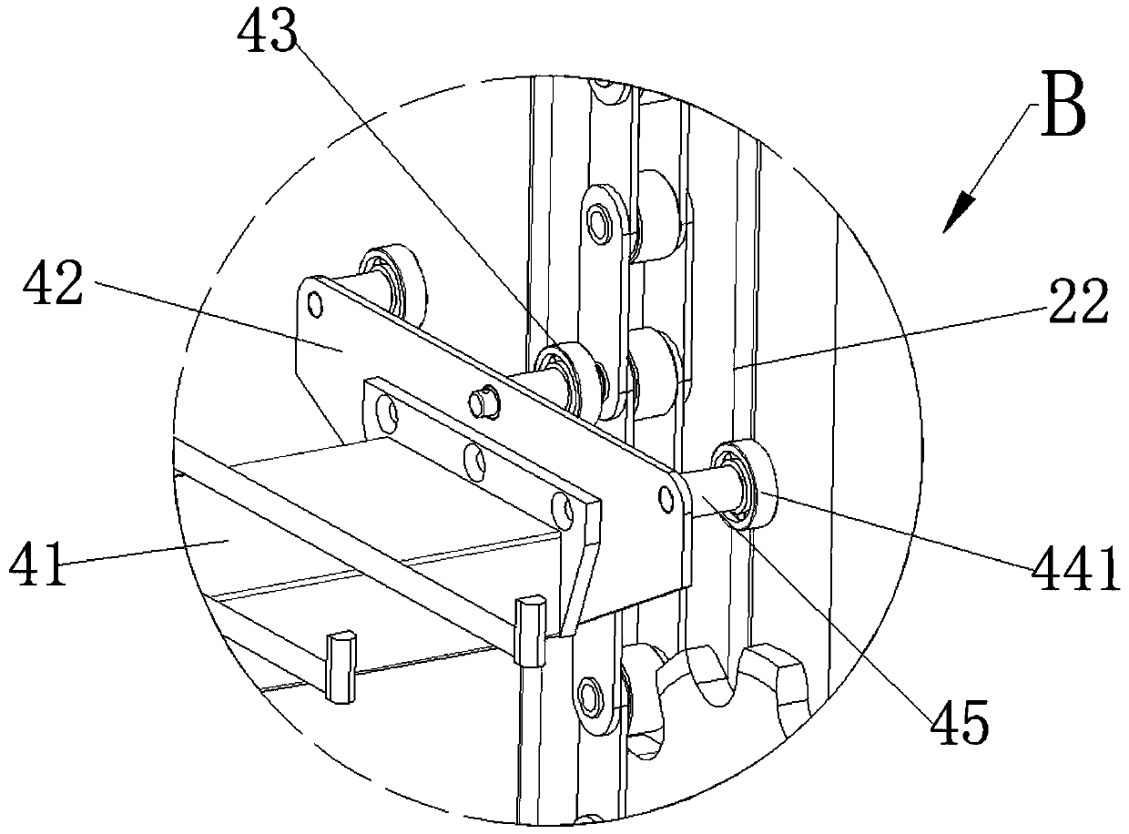 Turning motion structure and multi-layer food baking tunnel furnace