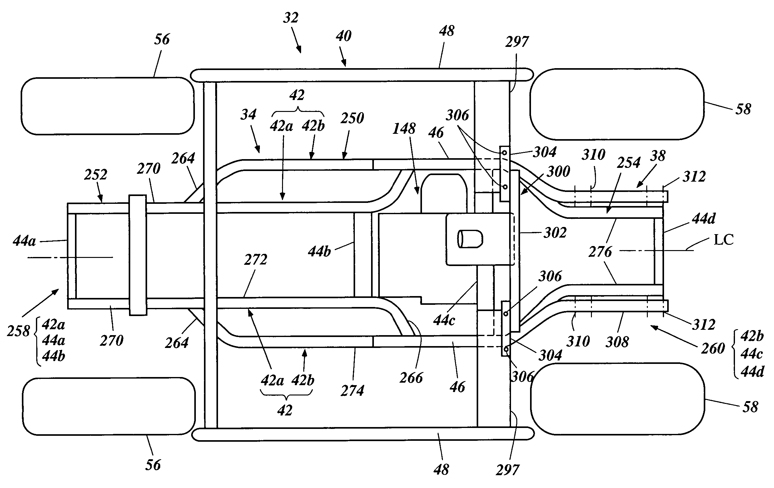 Frame arrangement for off-road vehicle