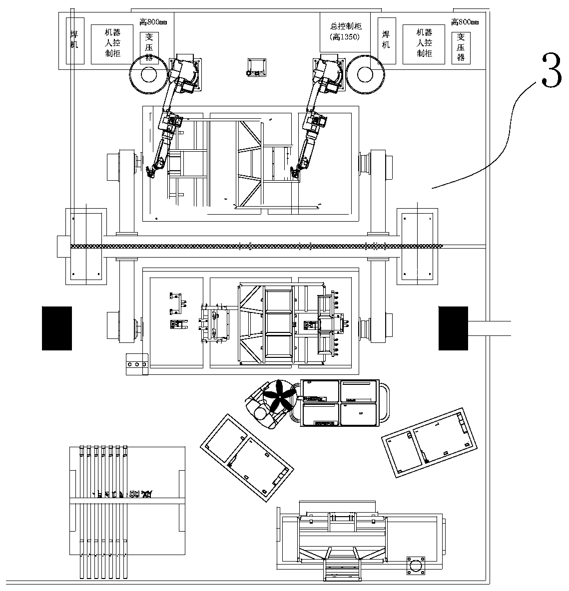 Electric four-wheel vehicle frame flexible automatic welding production line