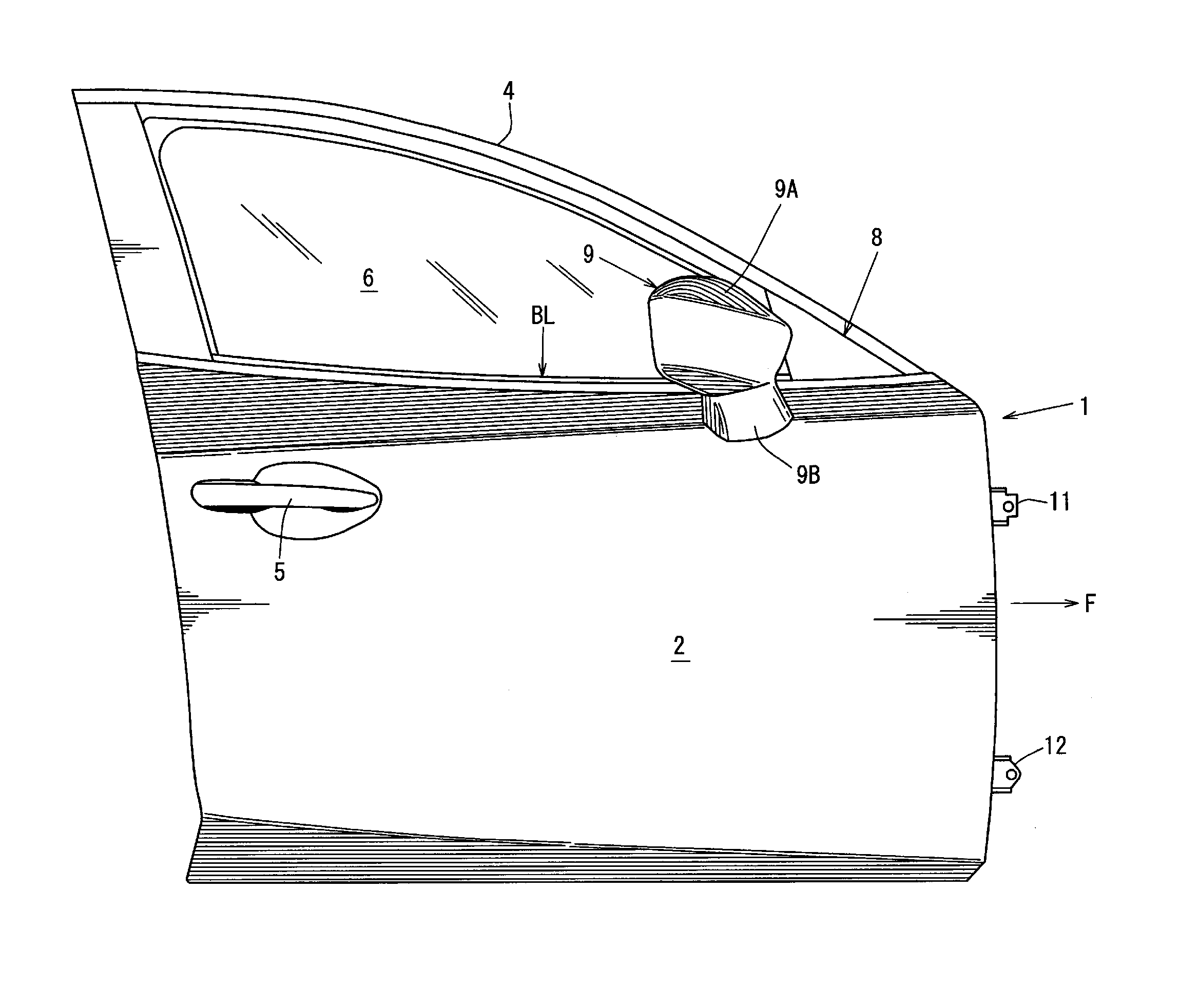 Attachment structure of door mirror