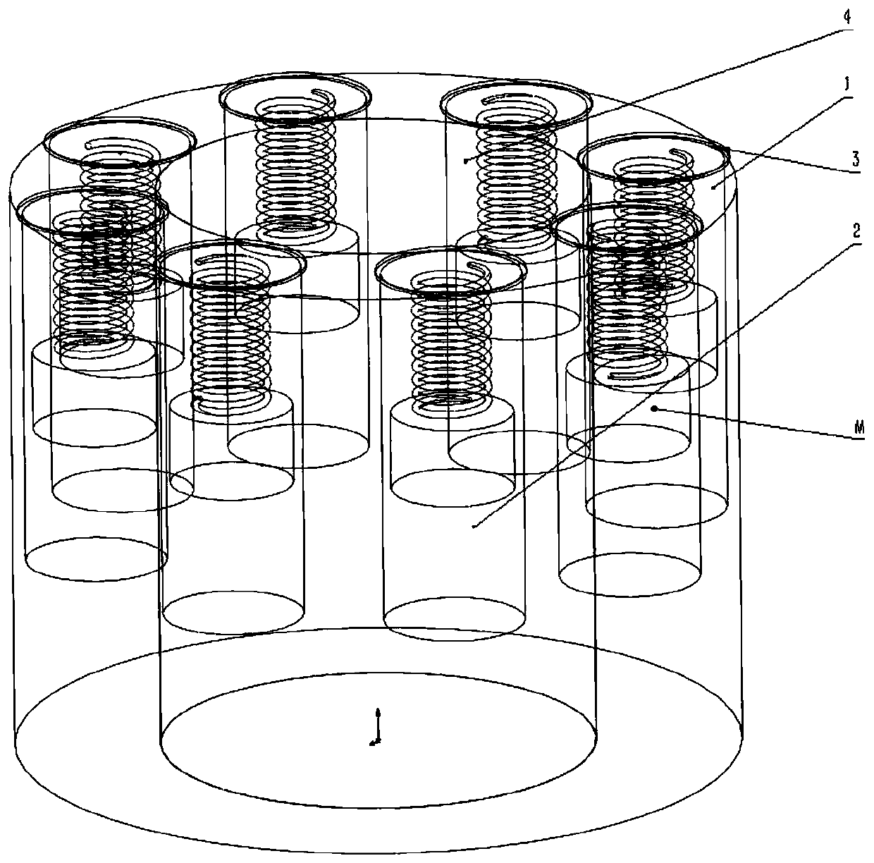 Column type multi-point nanometer friction microwave power generation device