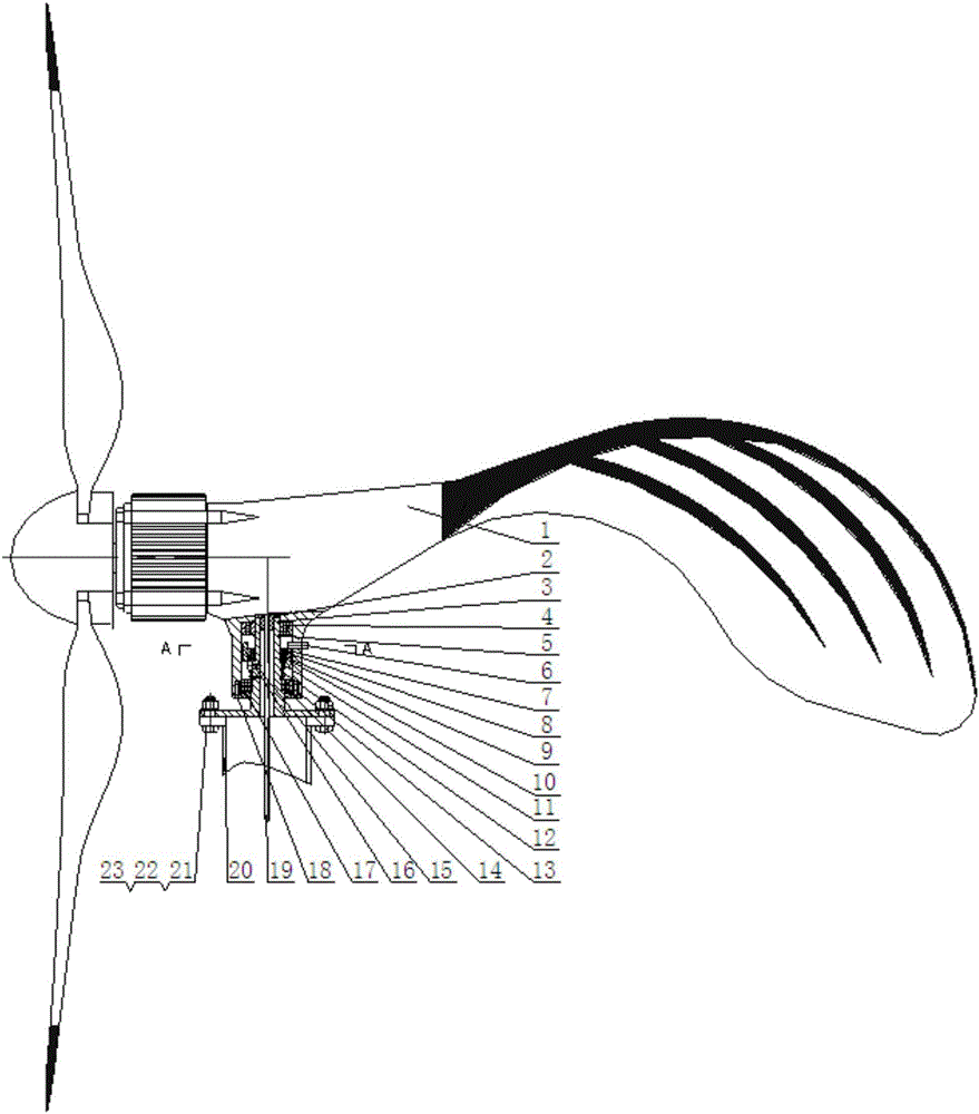 Outgoing cable twisting-off prevention device of miniature horizontal shaft wind generating set