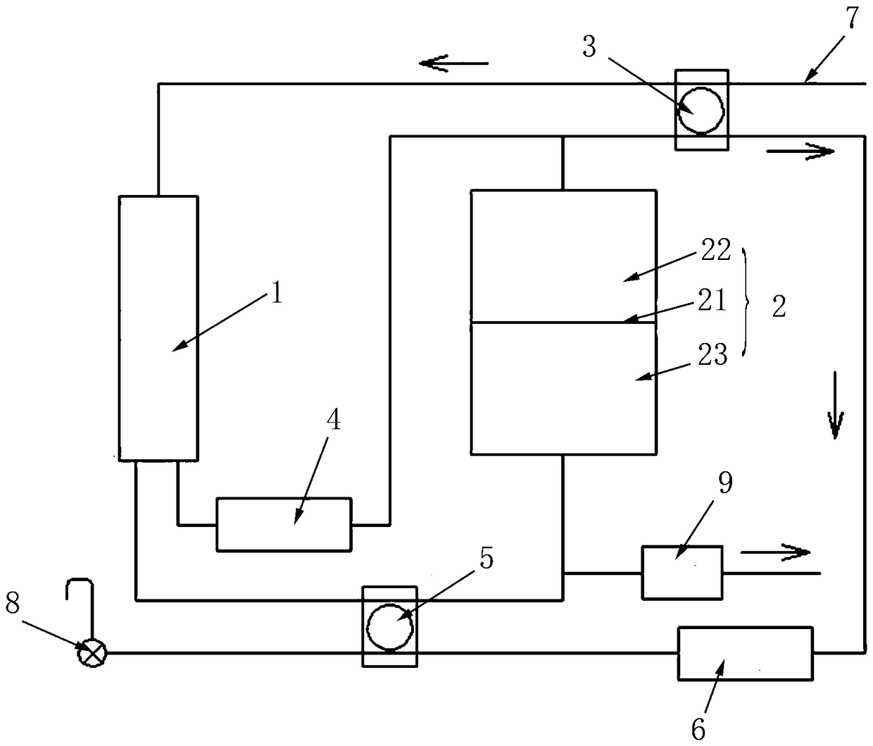 A water purifier controlled by a four-way valve