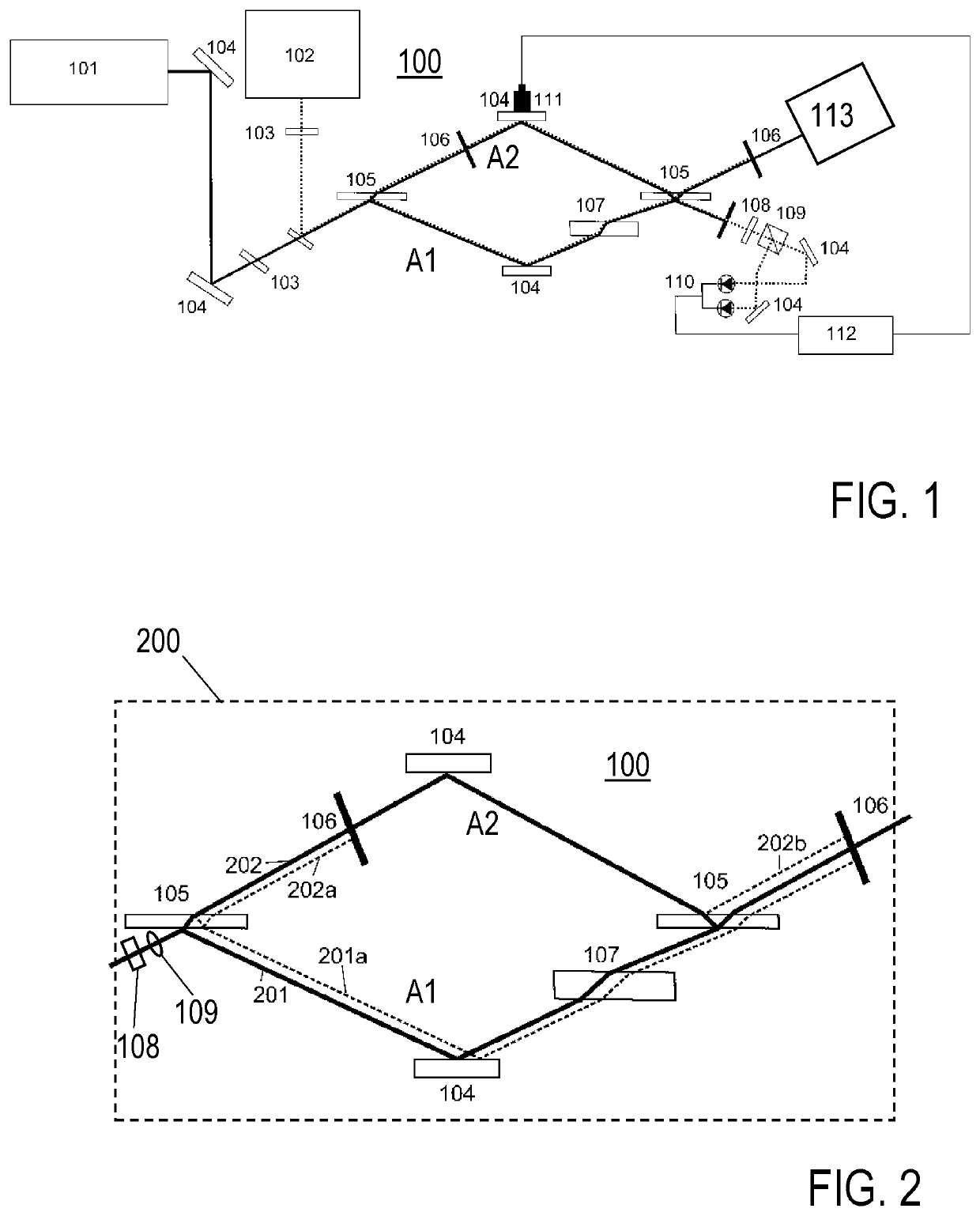 Interferometry with an achromatic interferometric superposition of electromagnetic fields