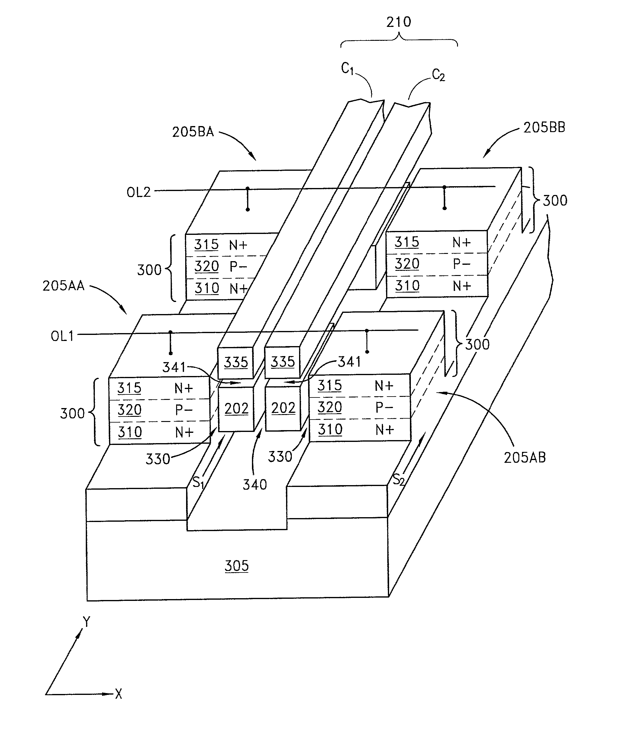 Vertical transistor with horizontal gate layers