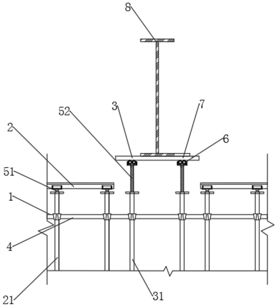 Dual-purpose large-span stiff beam construction structure and construction method thereof