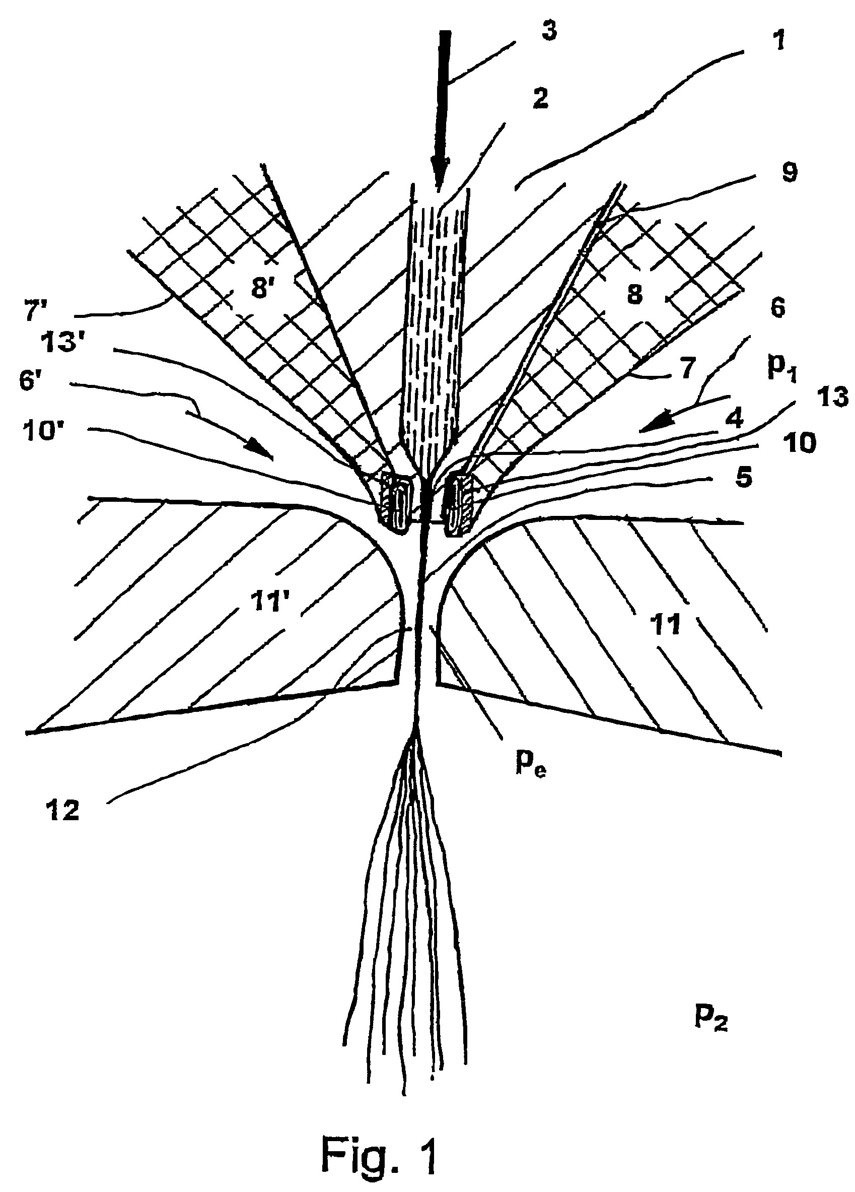 Method and device for producing substantially endless fine threads