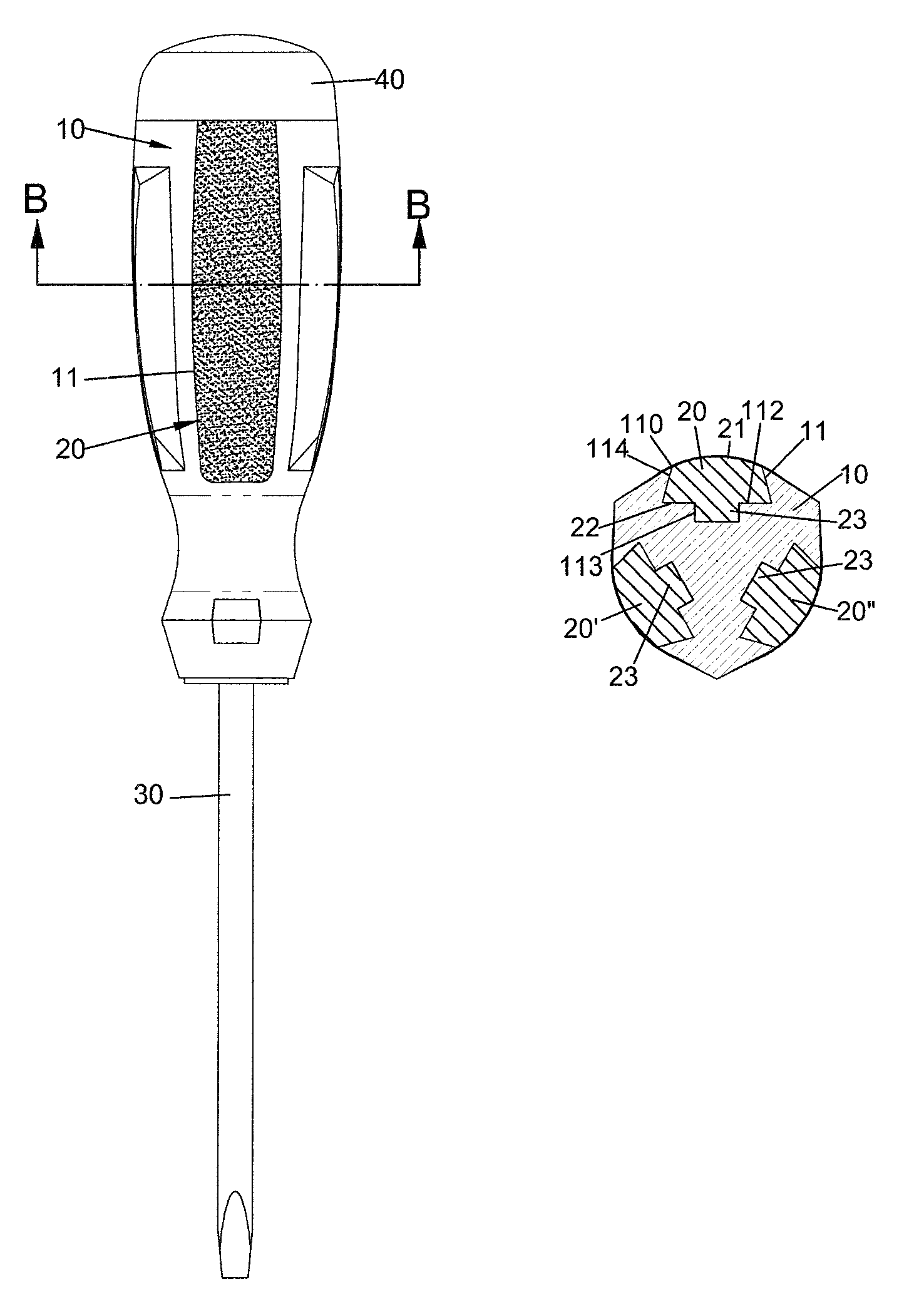 Handle of a hand tool having grinding capabilities