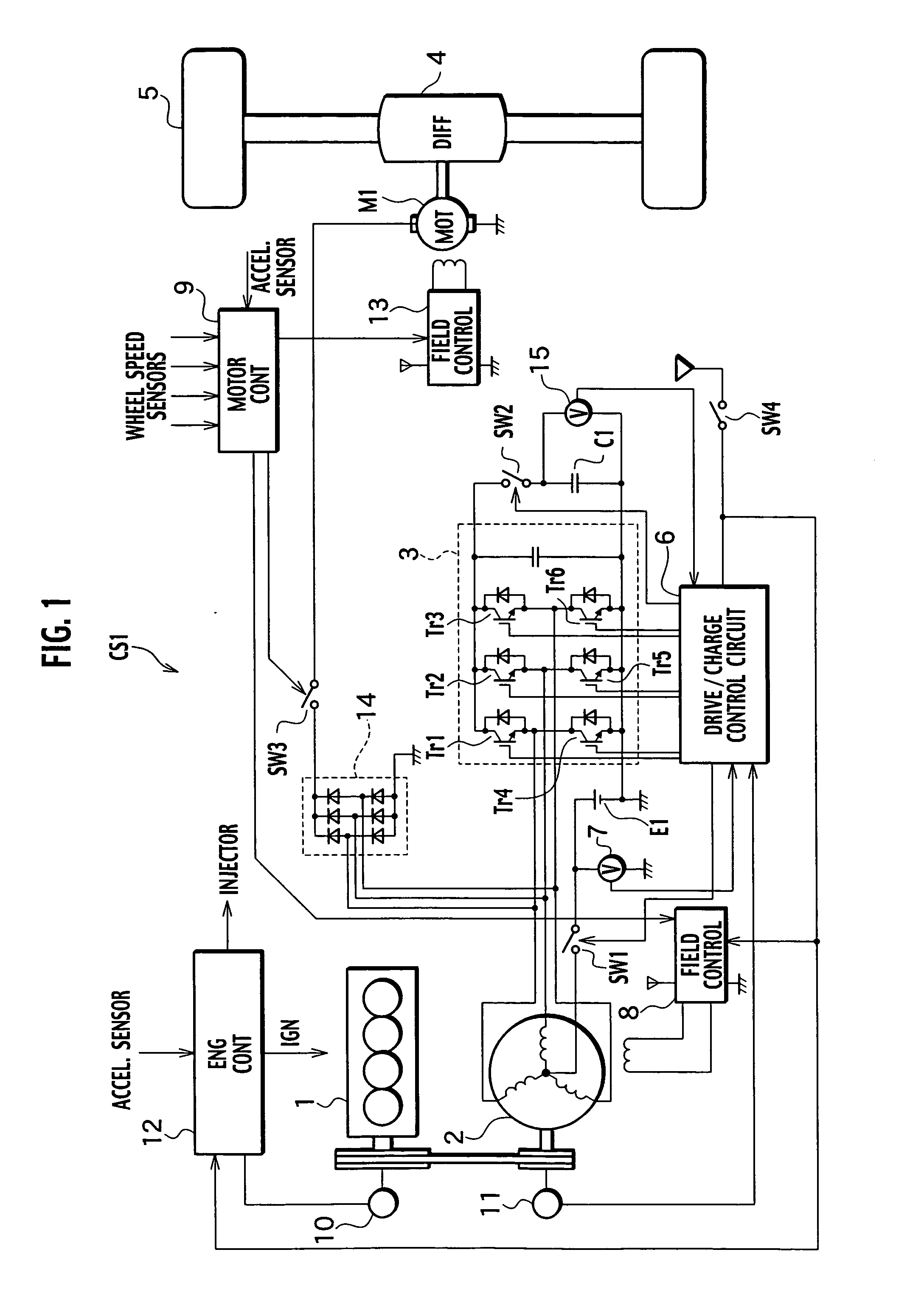 Control system and control method for motor powered four wheel drive vehicle