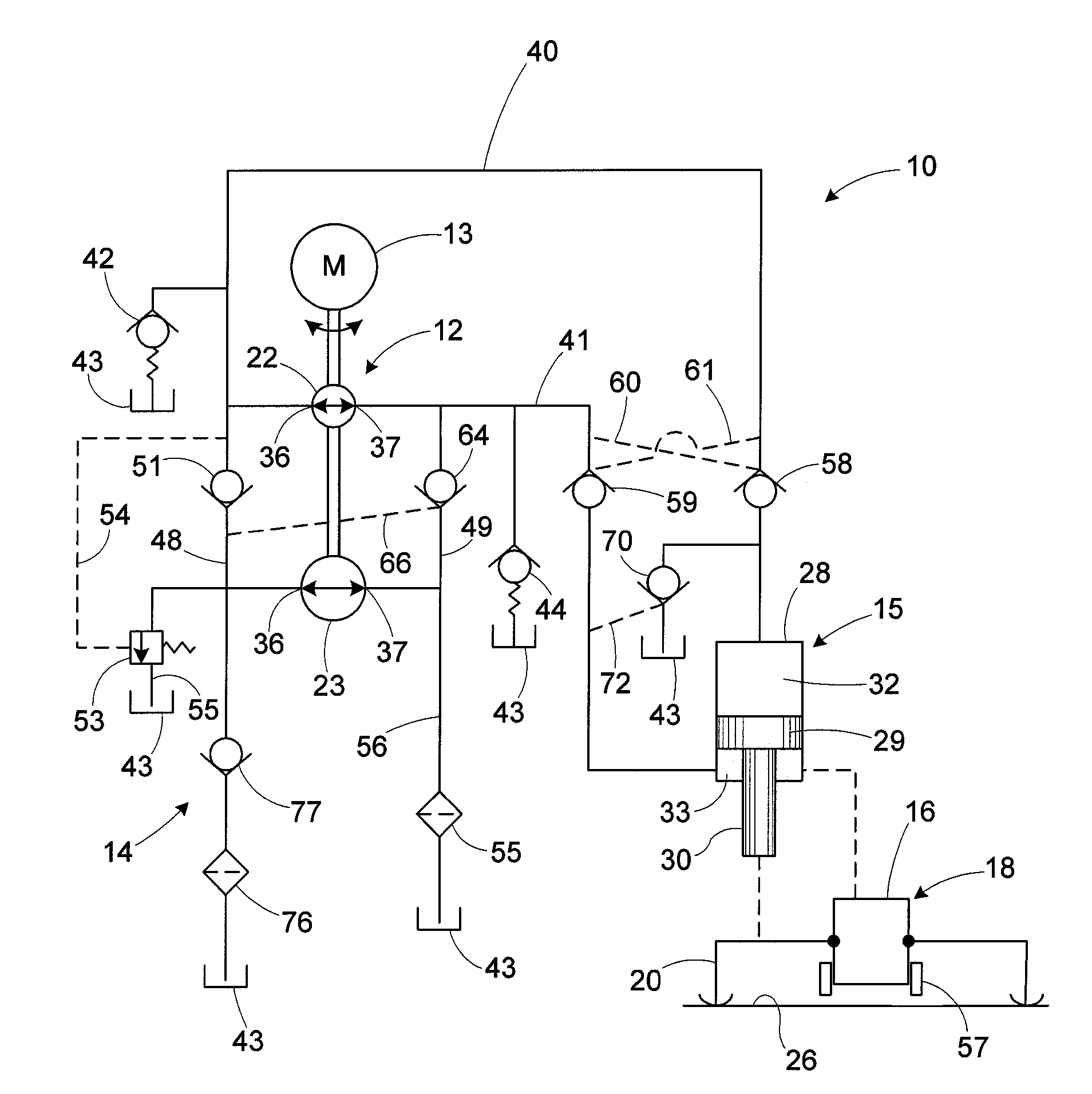 Hydraulic vehicle stabilizer system with two-stage bi-rotational hydraulic pump system