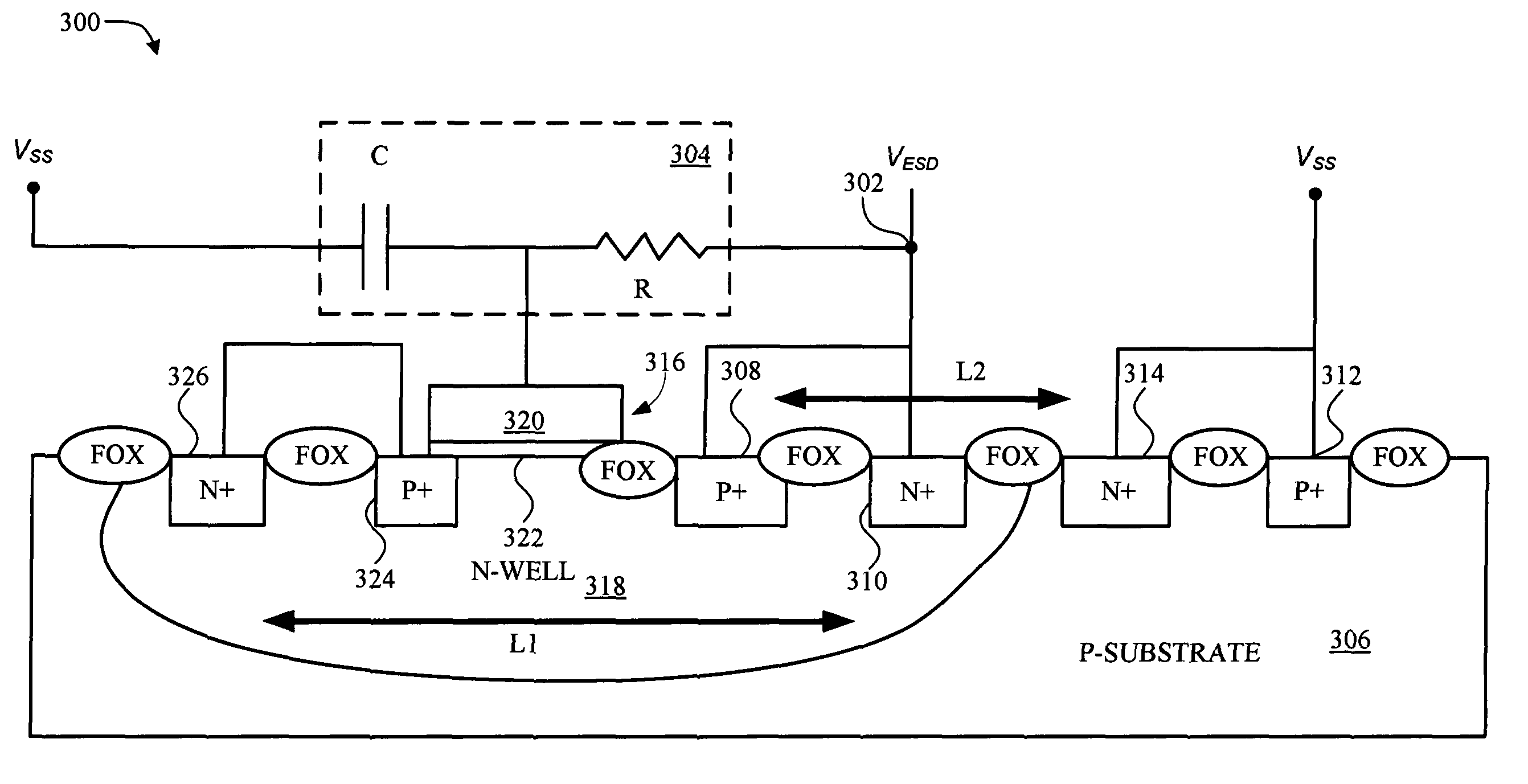 Capacitor triggered silicon controlled rectifier