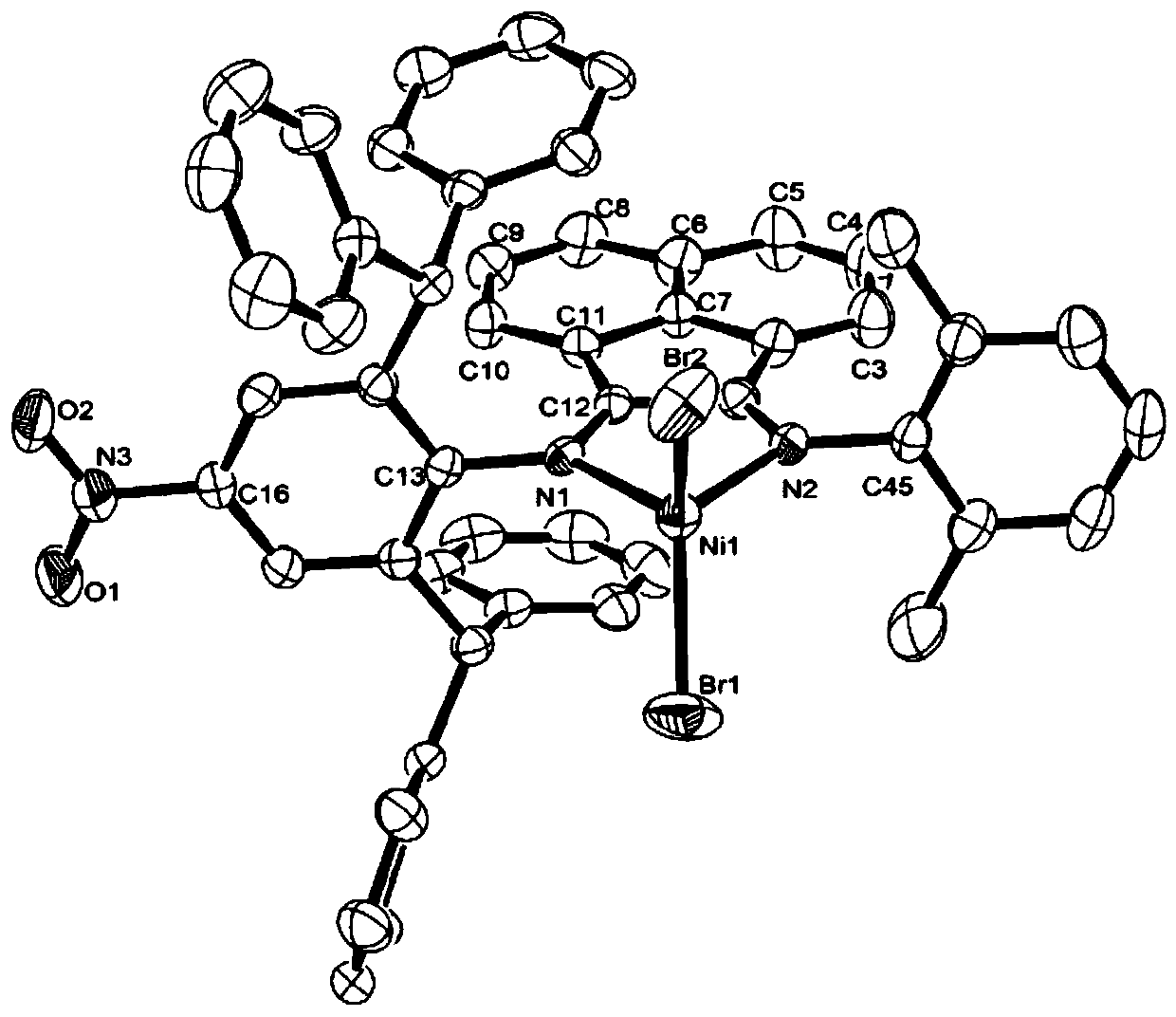 Nitro-containing asymmetric α-diimine nickel complex for preparing ultra-high molecular weight polyethylene, intermediate, preparation method and use