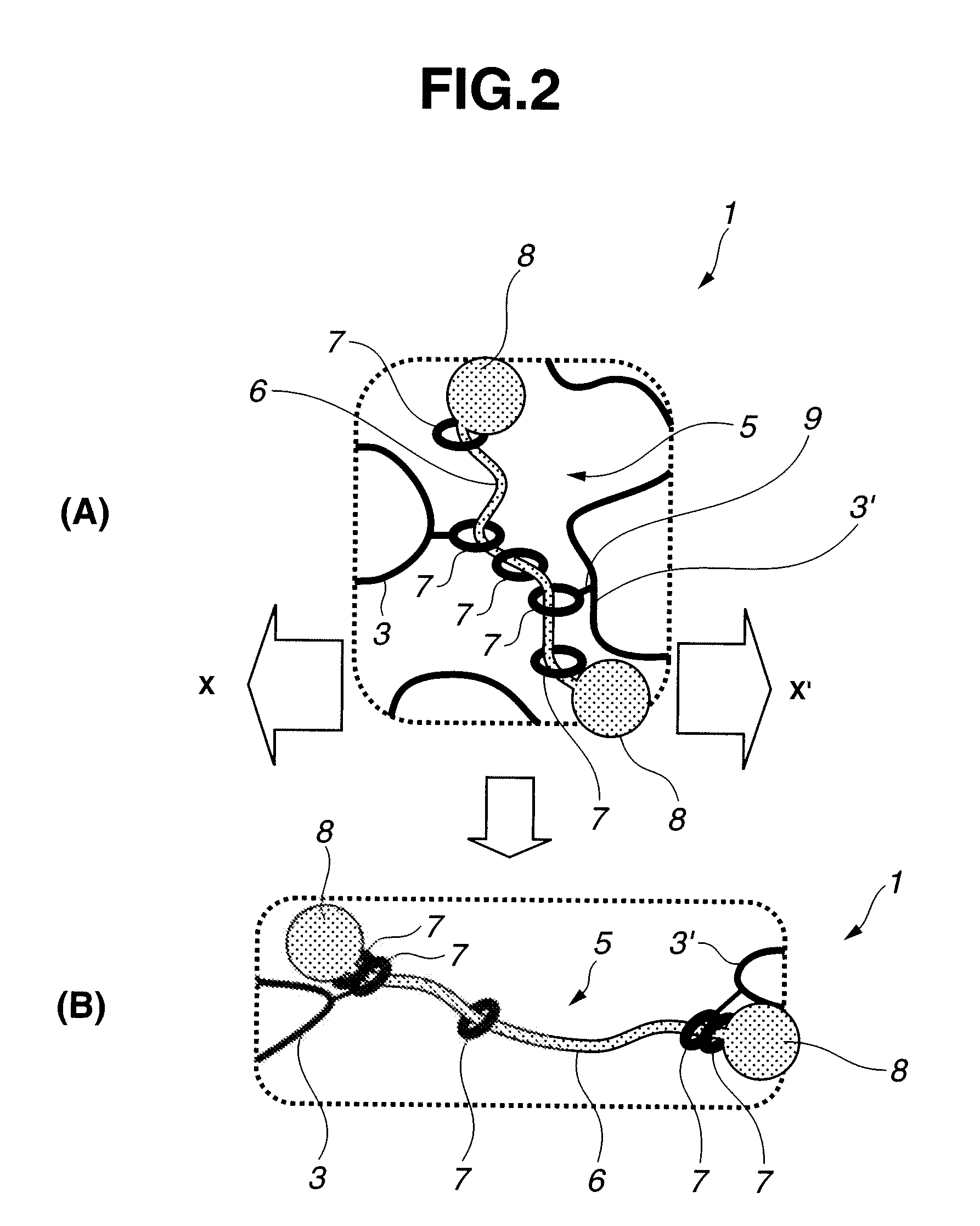 Hydrophobic linear polyrotaxane molecule and crosslinked polyrotaxane