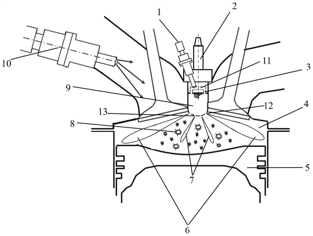 Ignition device, combustion system and combustion method for internal combustion engine