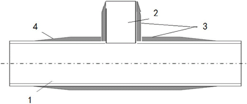 Composite material repairing and strengthening method for boss fillet weld