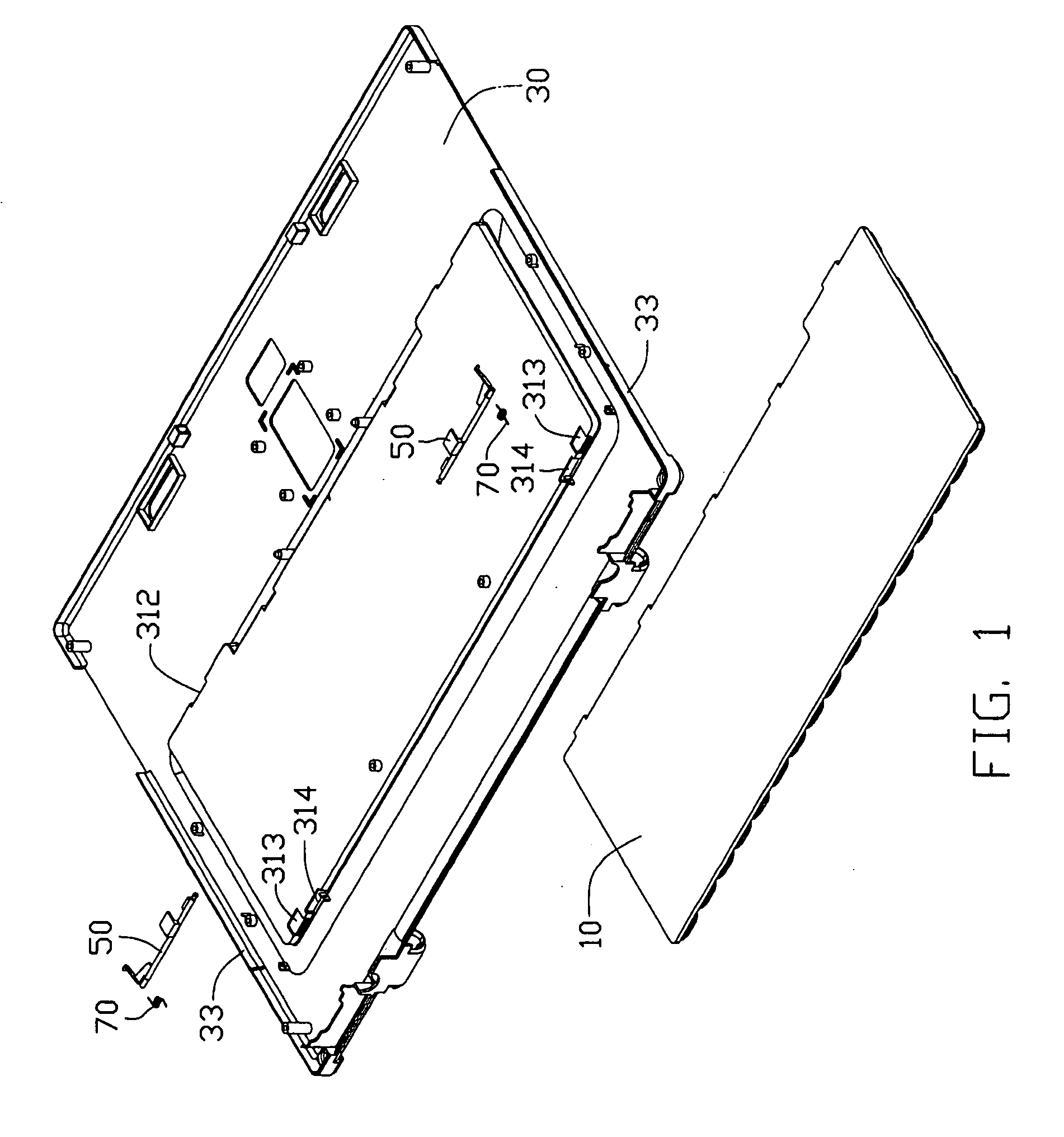 Securing assembly for keyboard of portable computer