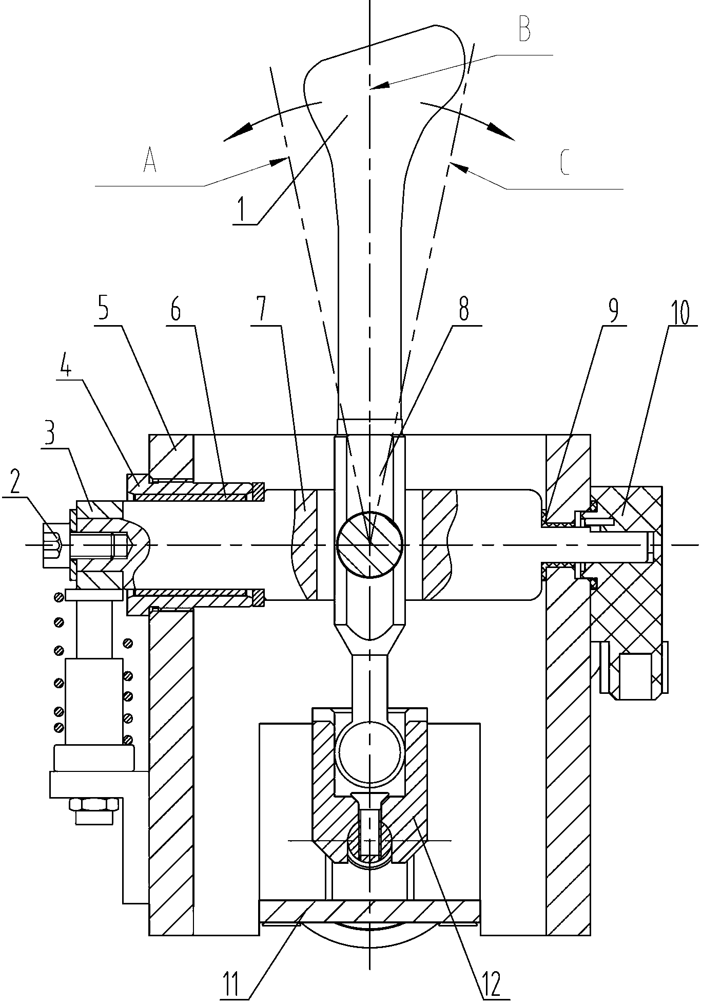 Electric control pneumatic gear shifting handle mechanism and speed change system as well as vehicle using such mechanism