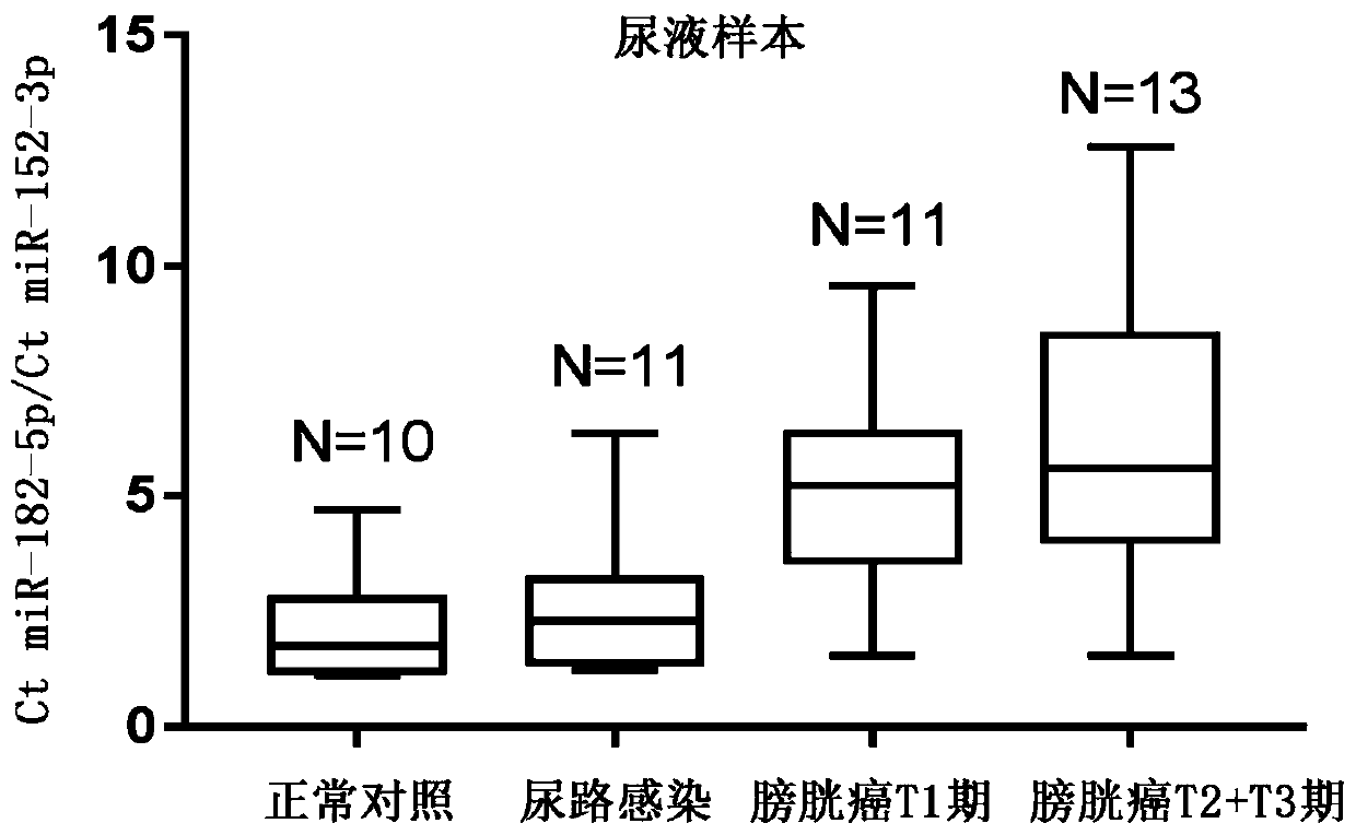 Method for establishing urine microRNA target gene database ratio model for diagnosing bladder cancer