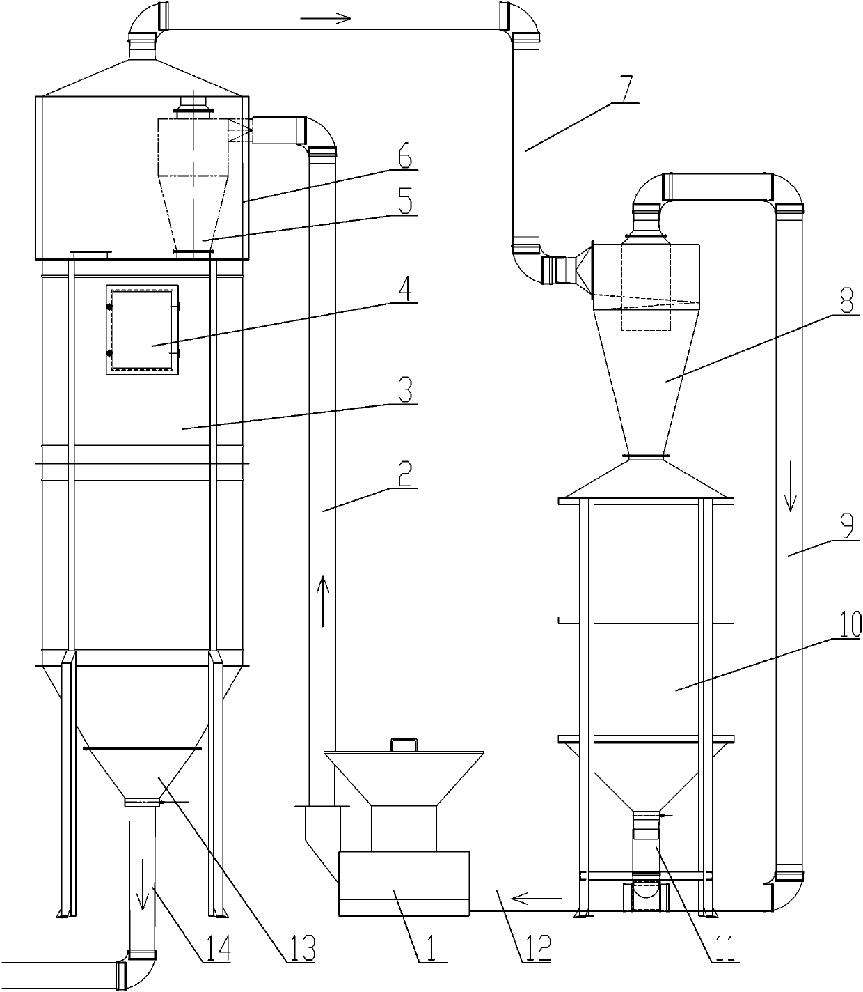 Totally-closed internal circulation self-dustfall granulation system, and method using same