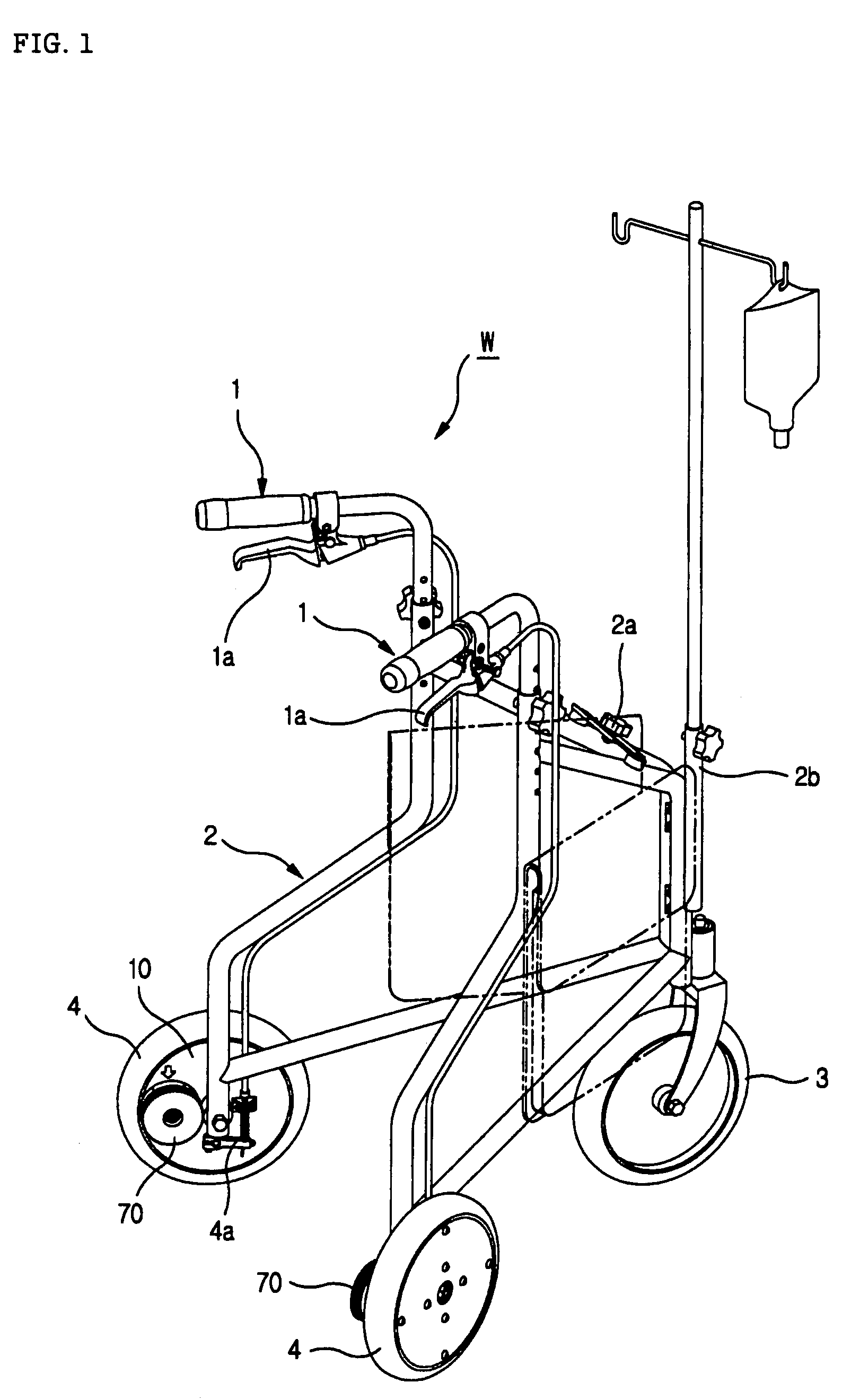 Apparatus for automatic brake of walking support machine