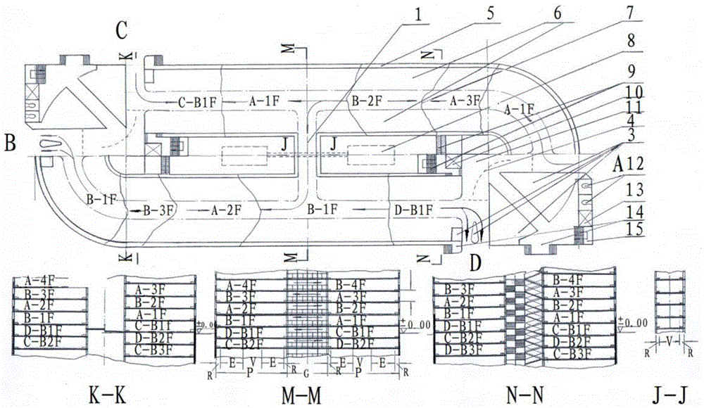 Multi-head spiral ramp type three-dimensional parking garage