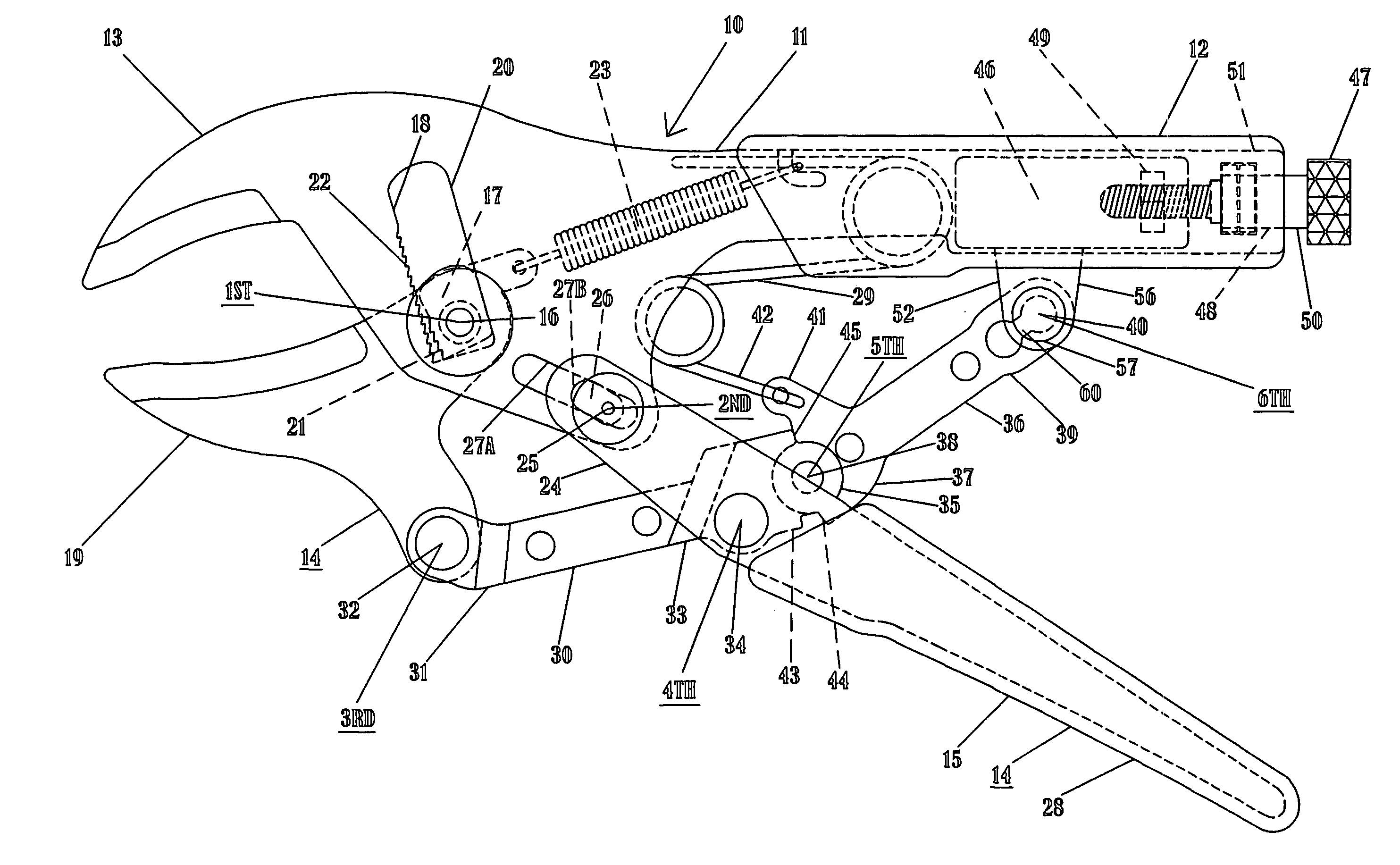 Self-adjusting locking pliers