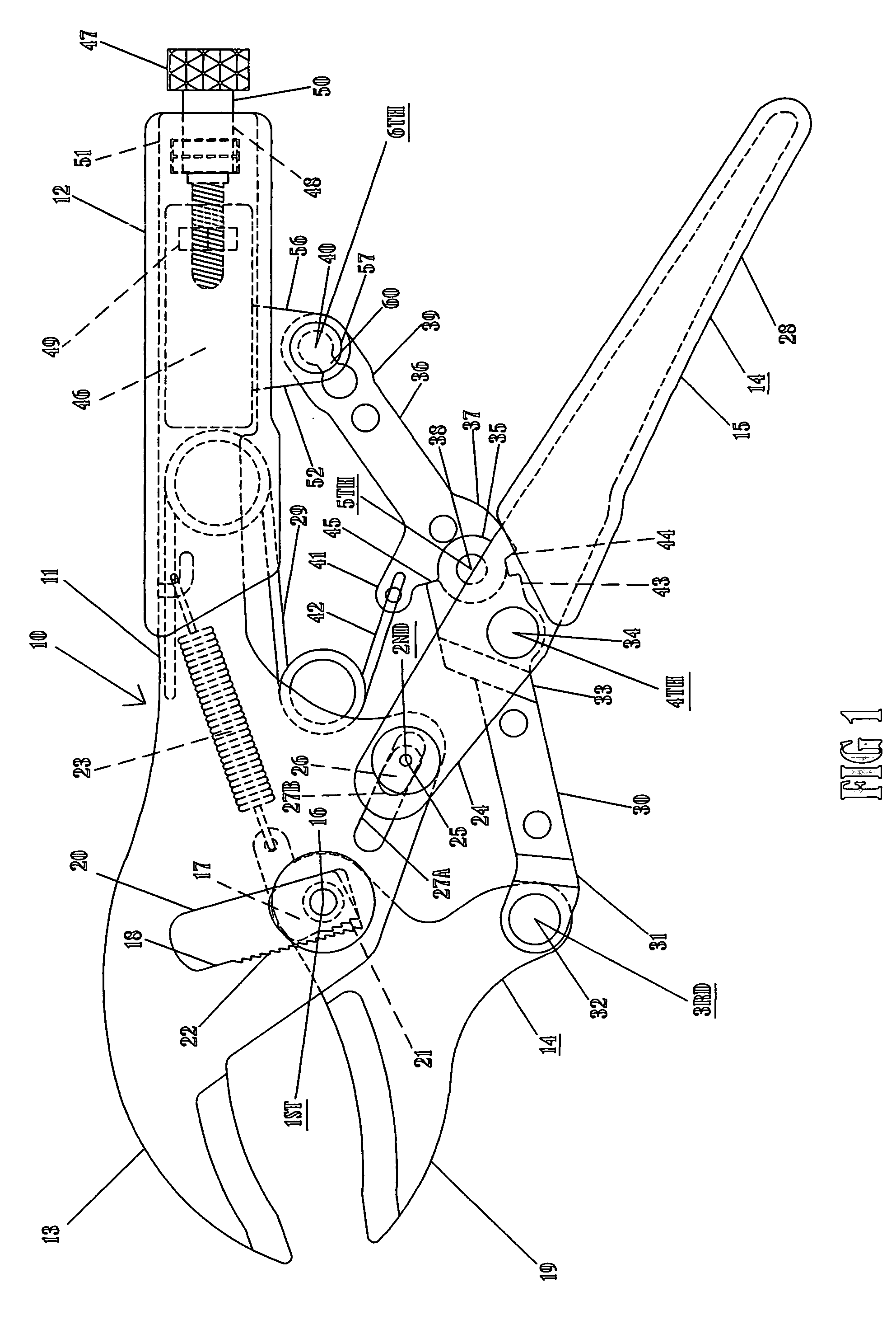 Self-adjusting locking pliers