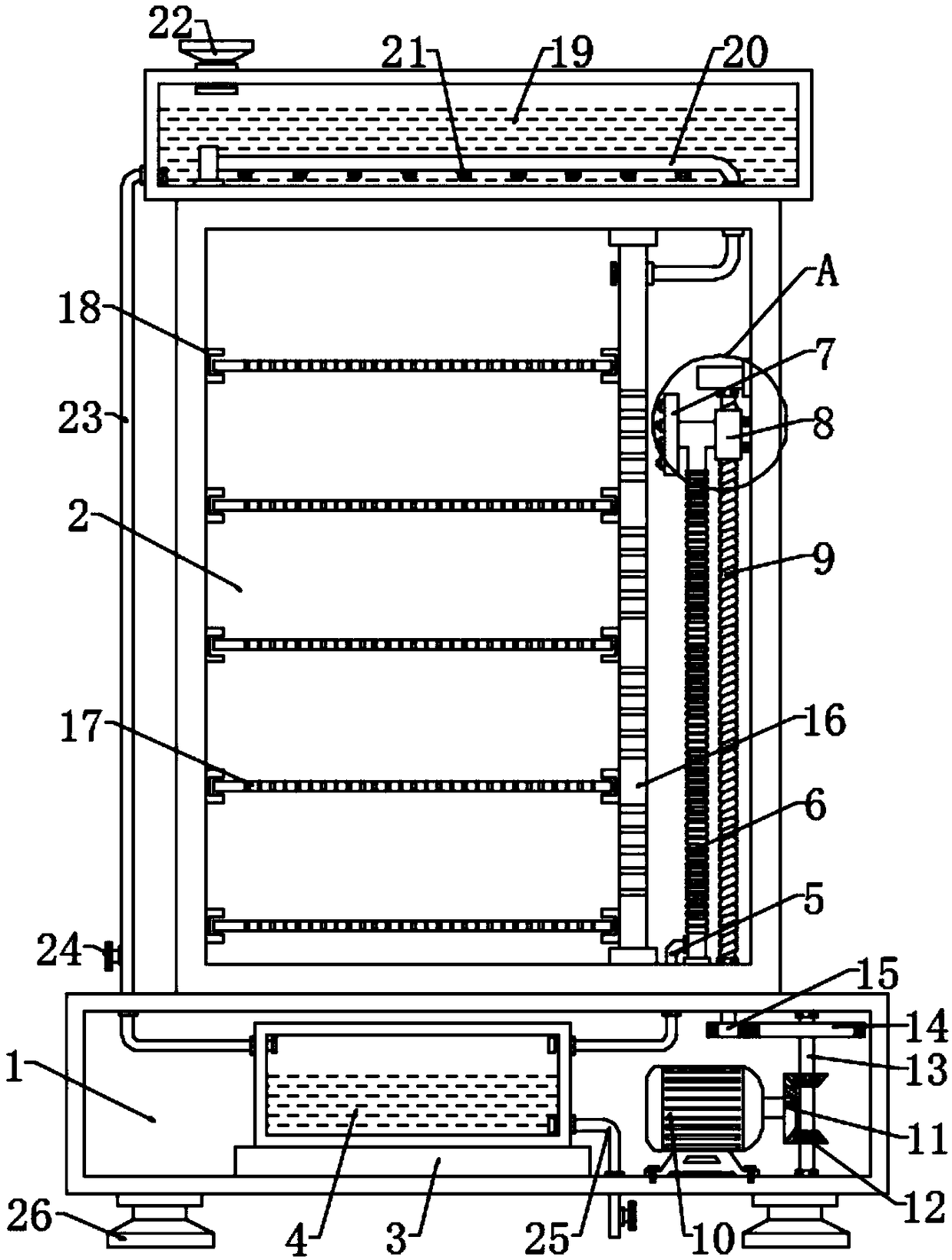 Steam cabinet with multiple layers of food capable of being heated uniformly