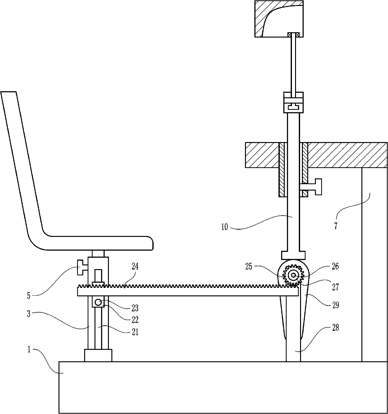 An easily adjustable examination table for ophthalmology