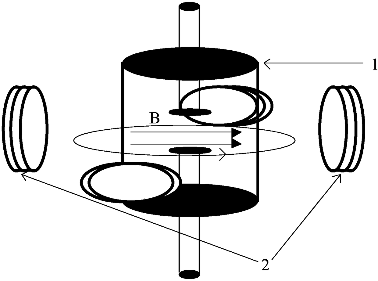 Vacuum arc extinguishing chamber employing external rotation magnetic field and DC cutoff method of vacuum arc extinguishing chamber