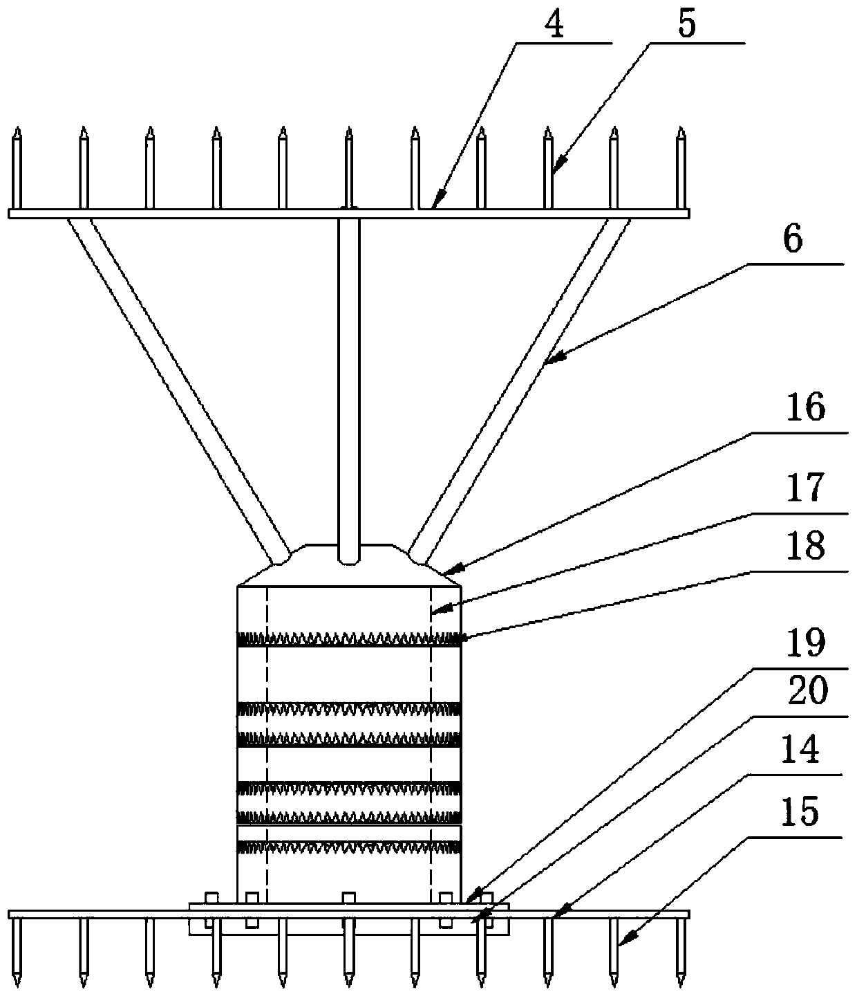 Multistage ionization charge-eliminating lightning protection device