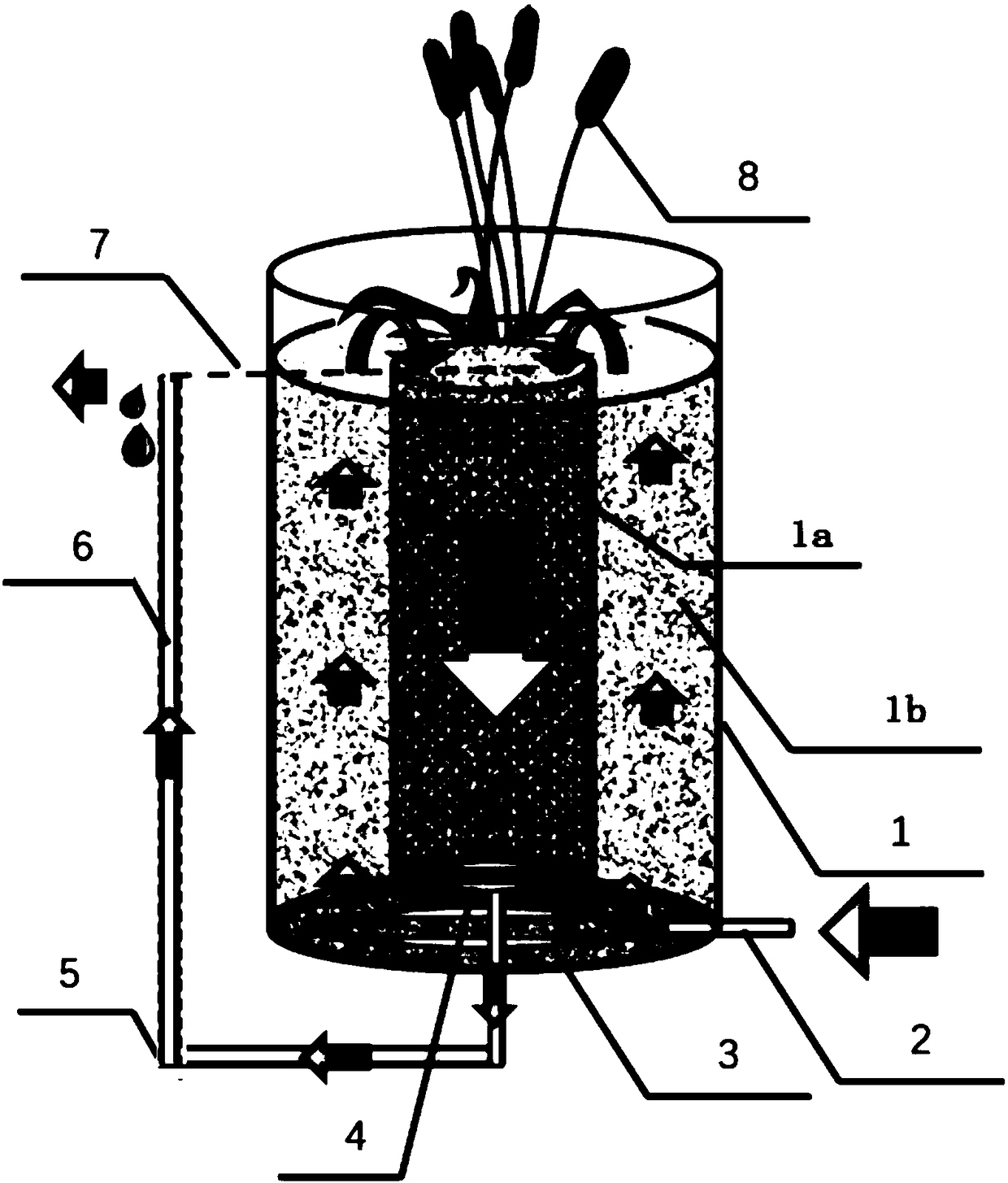 Constructed wetland sewage purification system based on external electricity production and internal confluence water flow