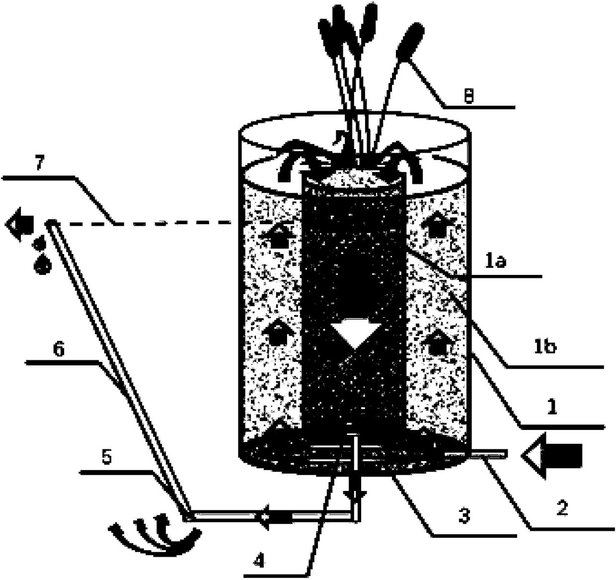 Constructed wetland sewage purification system based on external electricity production and internal confluence water flow