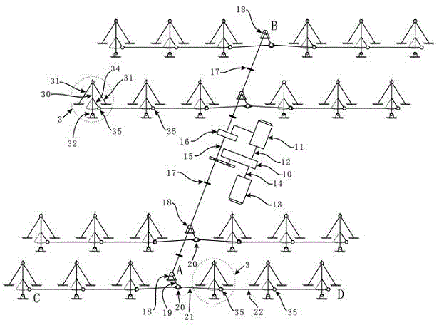 Array type solar oblique-axis tracking device