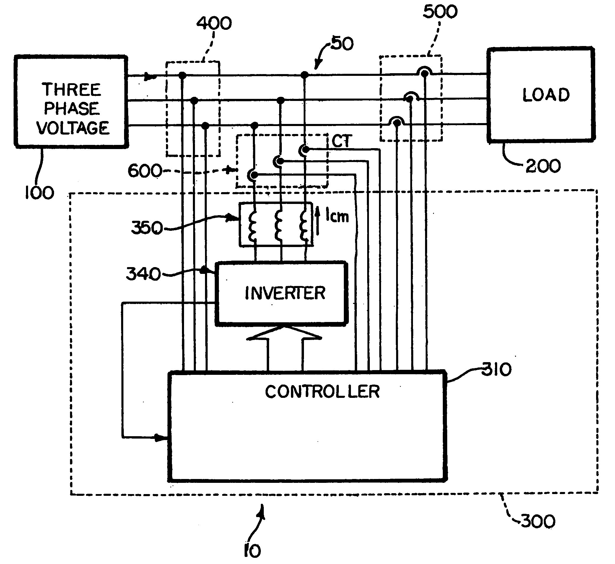 Active filter for multi-phase ac power system