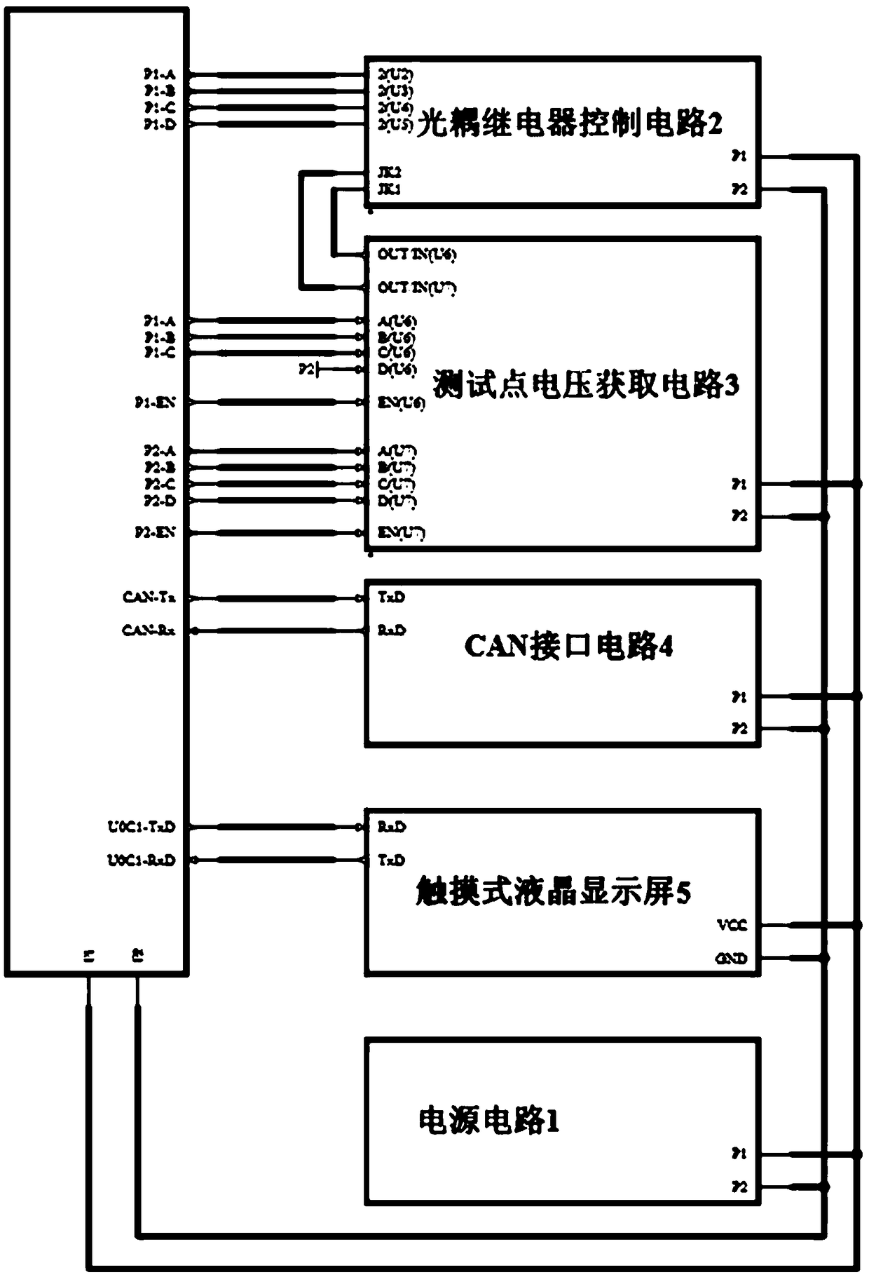 Test device and method of four-port sensor signal splitter with LED